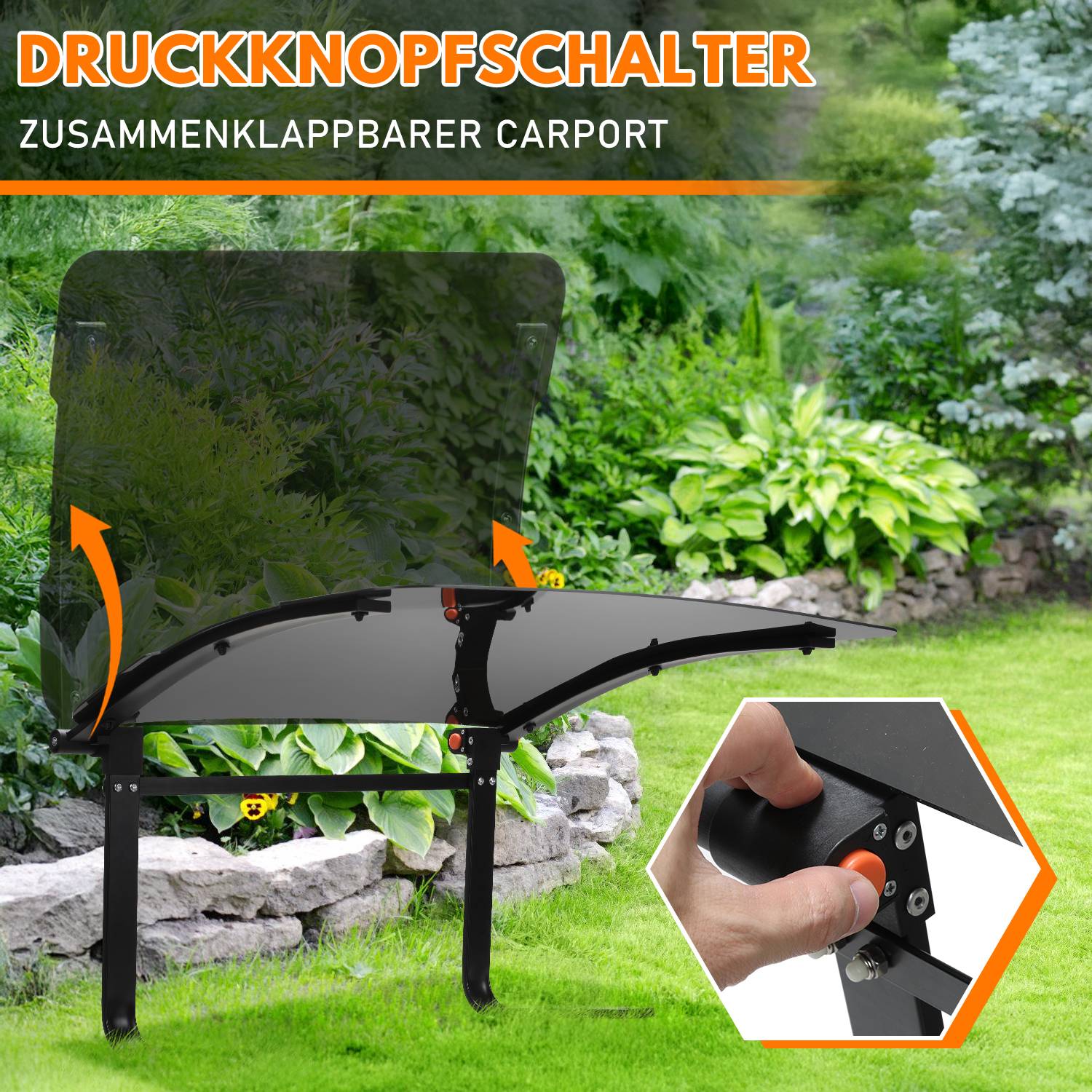Rasenmäher Garage Klappbare Überdachung 73x57x40cm Schwarz Dach für Mähroboter Carport Stahlrahmen Metall Pulverbeschichtet