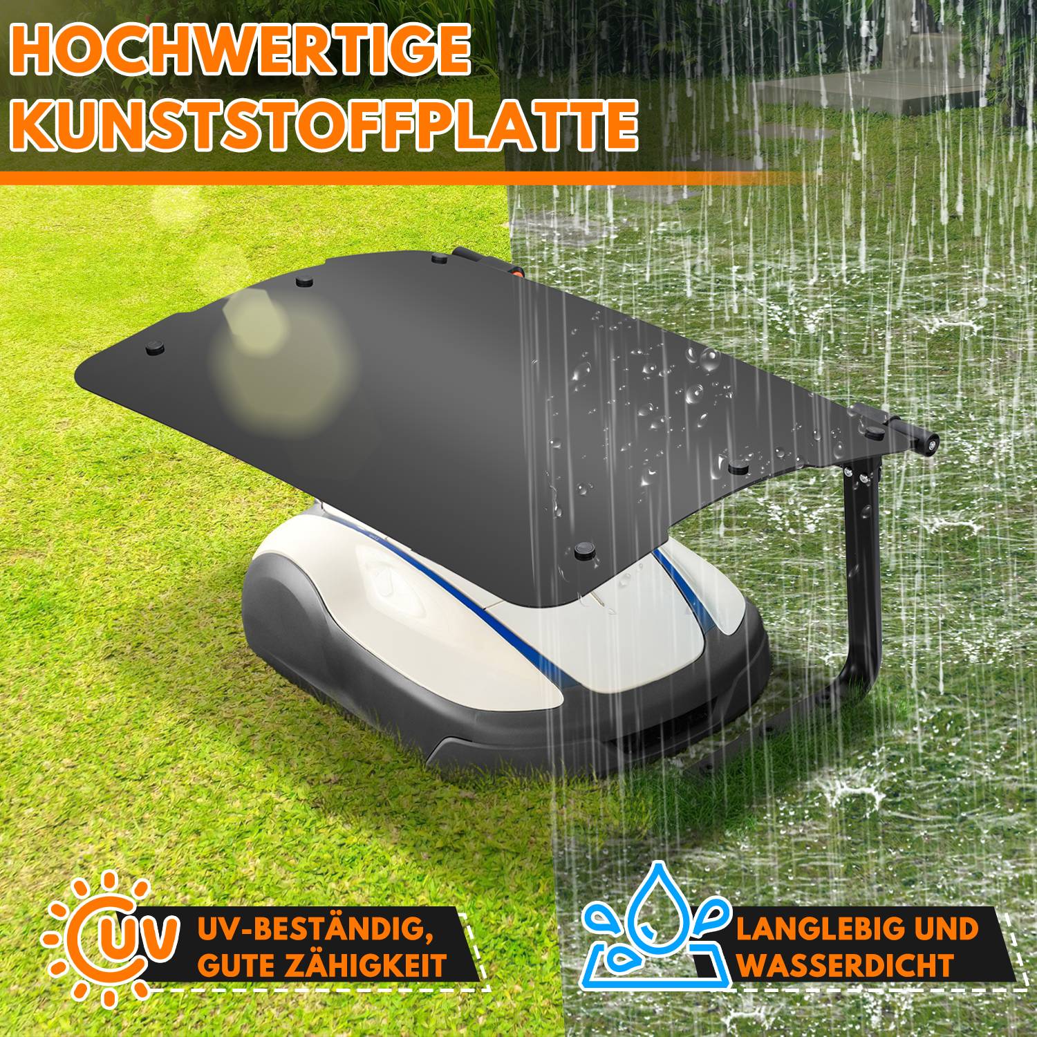 Rasenmäher Garage Klappbare Überdachung 73x57x40cm Schwarz Dach für Mähroboter Carport Stahlrahmen Metall Pulverbeschichtet