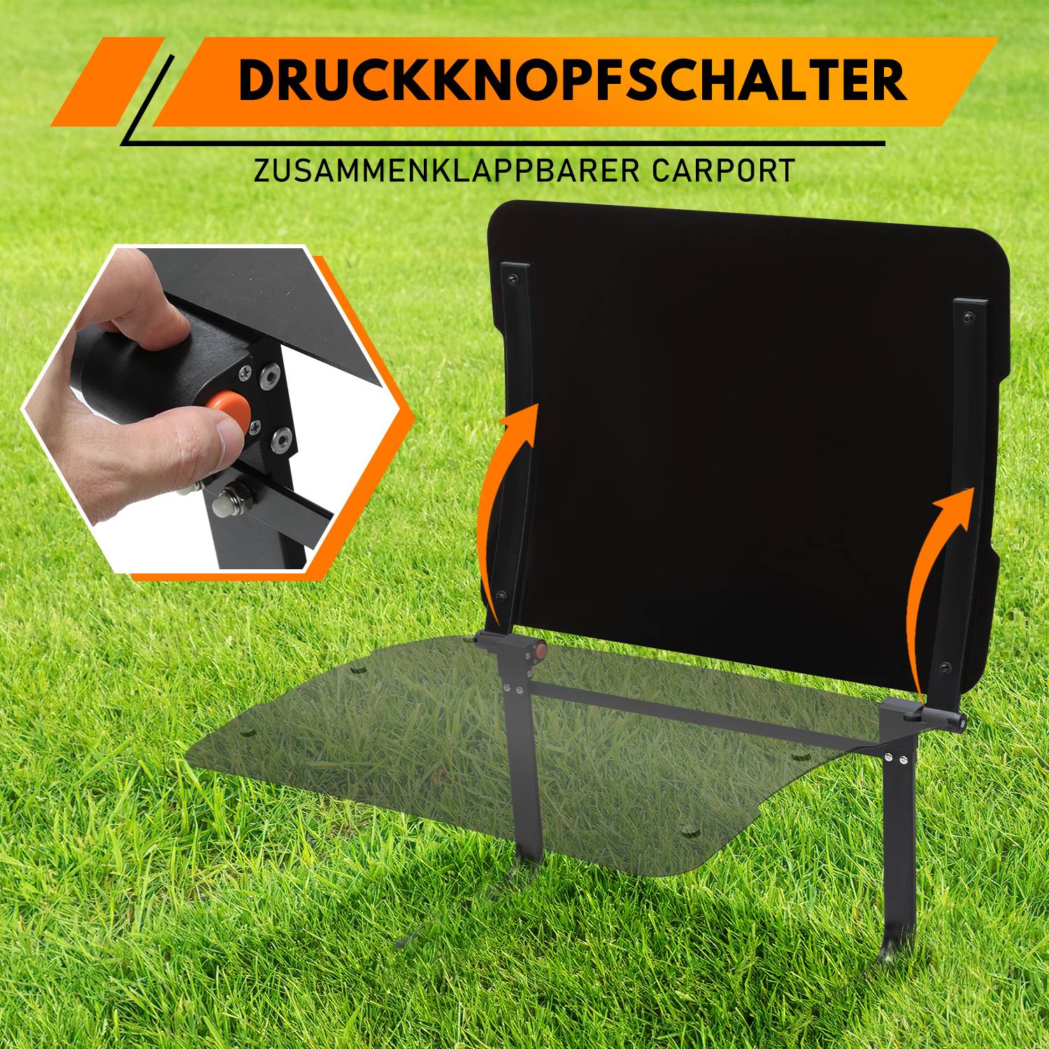 Rasenmäher Garage Klappbare Überdachung 73x57x40cm Schwarz Dach für Mähroboter Carport Stahlrahmen Metall Pulverbeschichtet