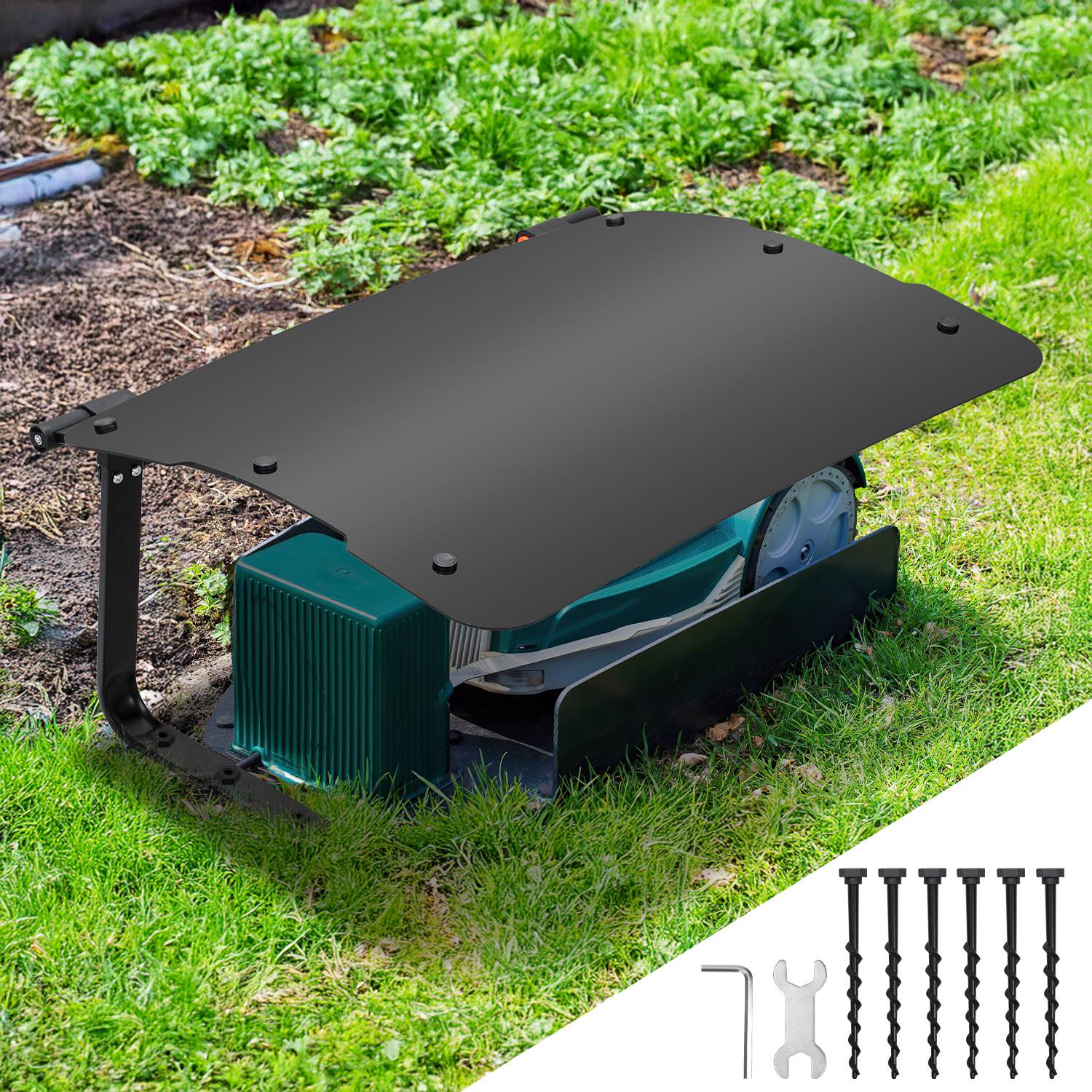 Rasenmäher Garage für Mähroboter Carport Klappbare Überdachung DachStahlrahmen Metall Pulverbeschichtet 73x57x40cm Schwarz