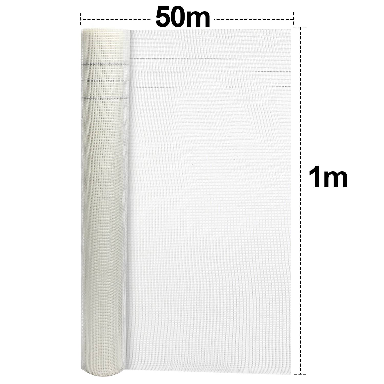 1000m² Armierungsgewebe Putzgewebe (1m x 50m) Gewebe Putz Gittergewebe 160g/m² Glasfasergewebe 4mm x 4mm Glasfaser Fassade Weiß