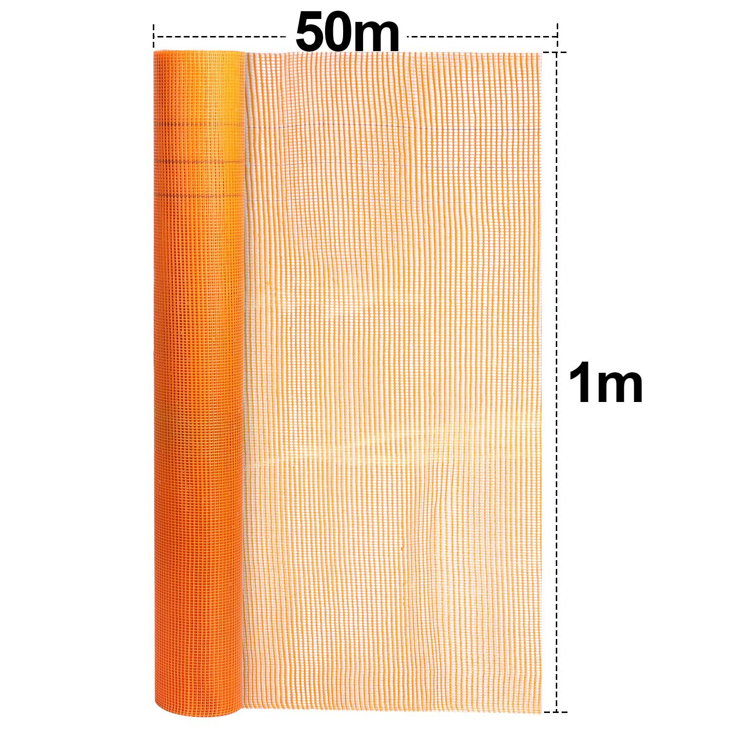 50m² Armierungsgewebe Putzgewebe (1m x 50m) 160g/m² Gewebe Putz Gittergewebe Glasfasergewebe 4mm x 4mm Glasfaser Fassade Orange