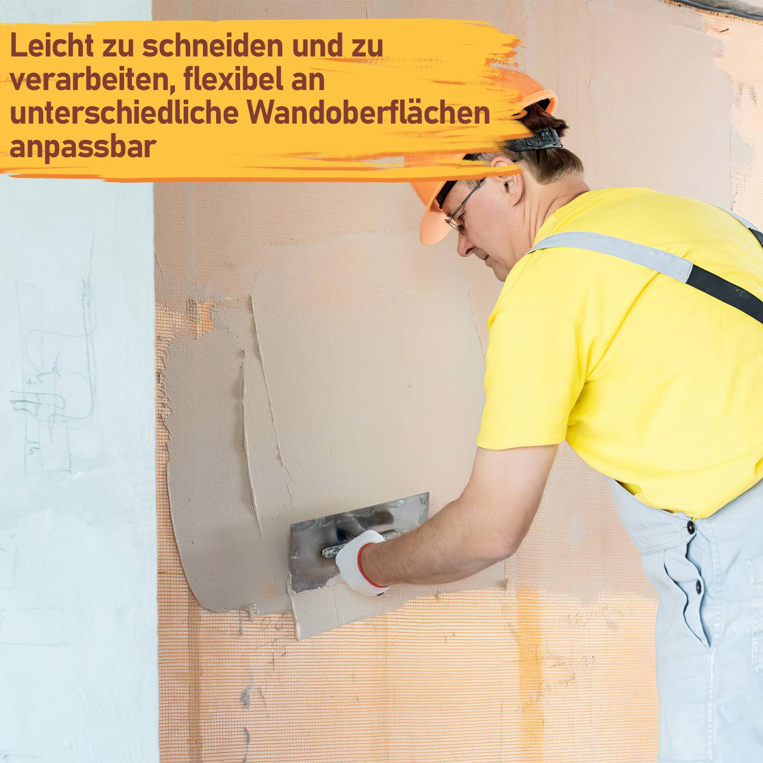 1000m² Armierungsgewebe Putzgewebe (1m x 50m) Gewebe Putz Gittergewebe 160g/m² Glasfasergewebe 4mm x 4mm Glasfaser Fassade Orange