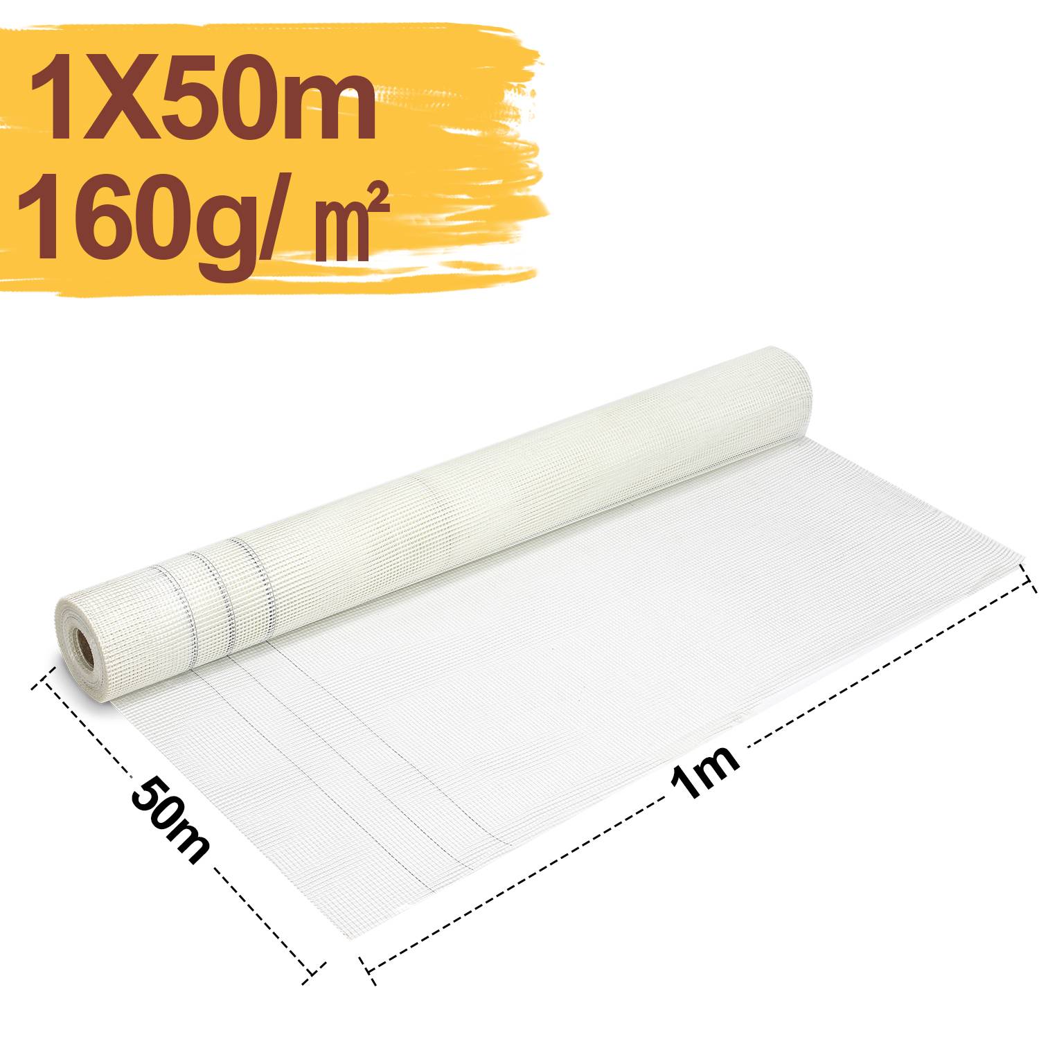 4 Rolle Armierungsgewebe 160g/m² 4x4mm Putzgewebe Glasfasergewebe Gewebe Weiß 200m²