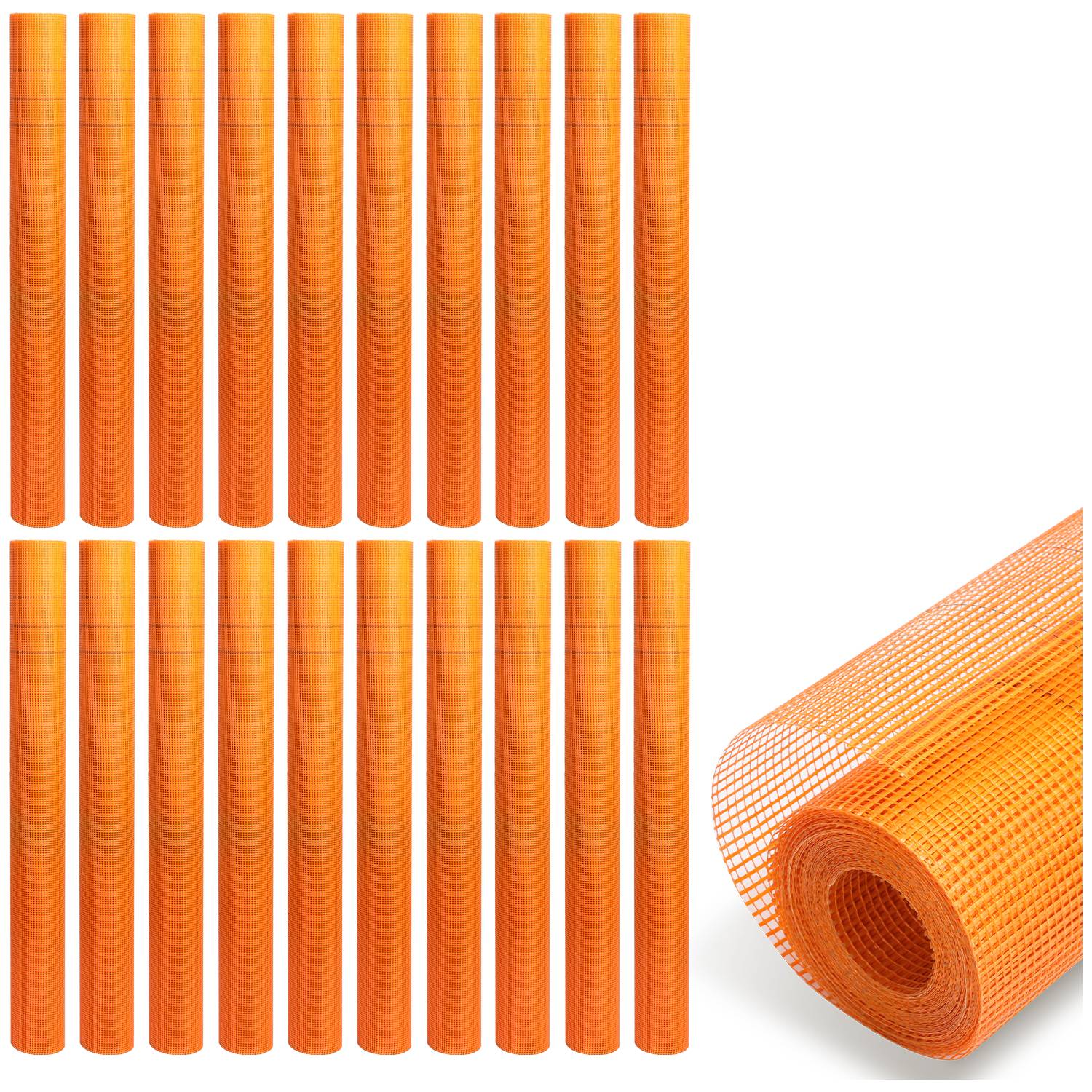 20 Rolle Armierungsgewebe 160g/m² 4x4mm Putzgewebe Glasfasergewebe Gewebe Orange 1000m²