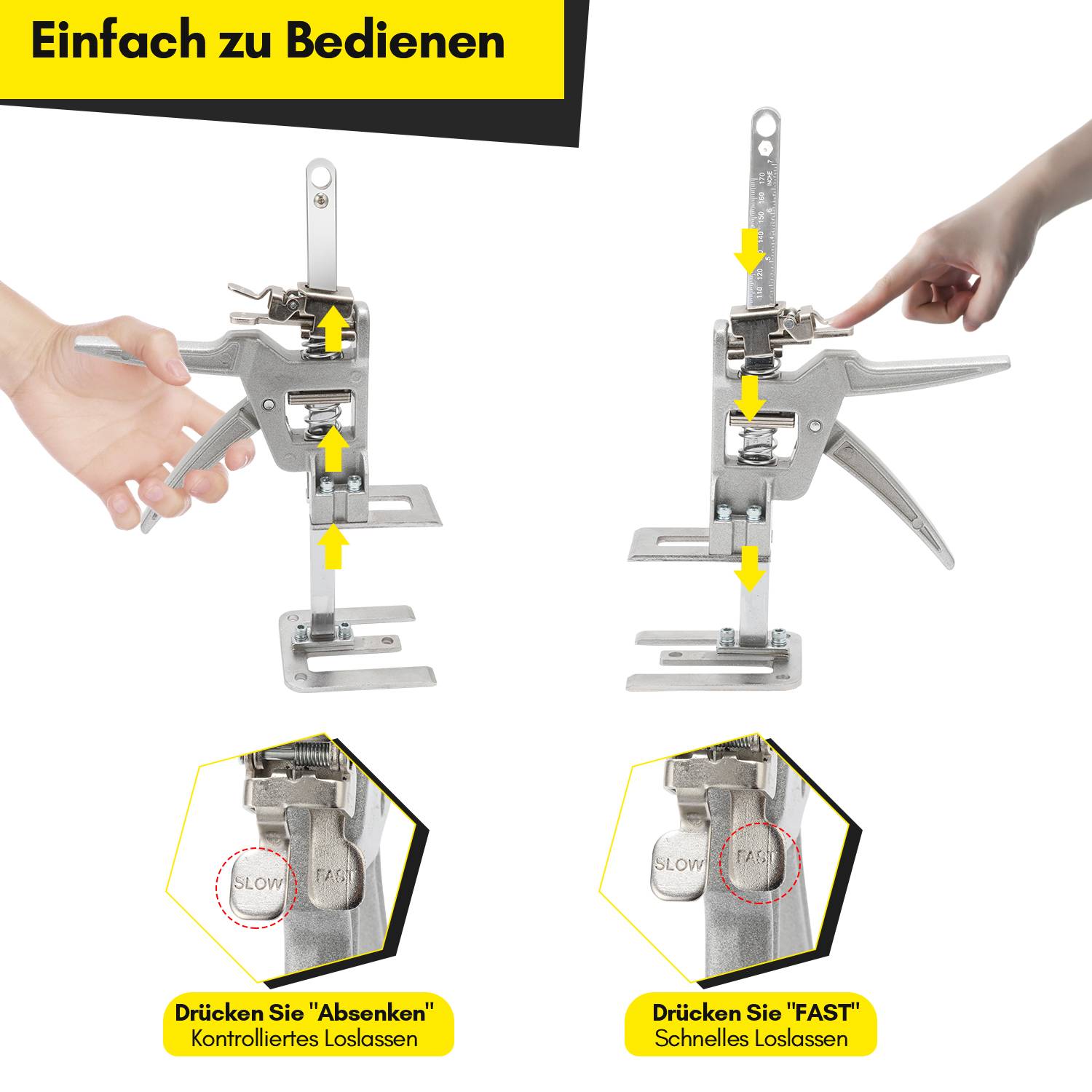 4x Handwerkzeugheber Gipskartonplatten Hebevorrichtung Schrankheber Bis 150Kg, Einstellbar 0cm-14.5cm