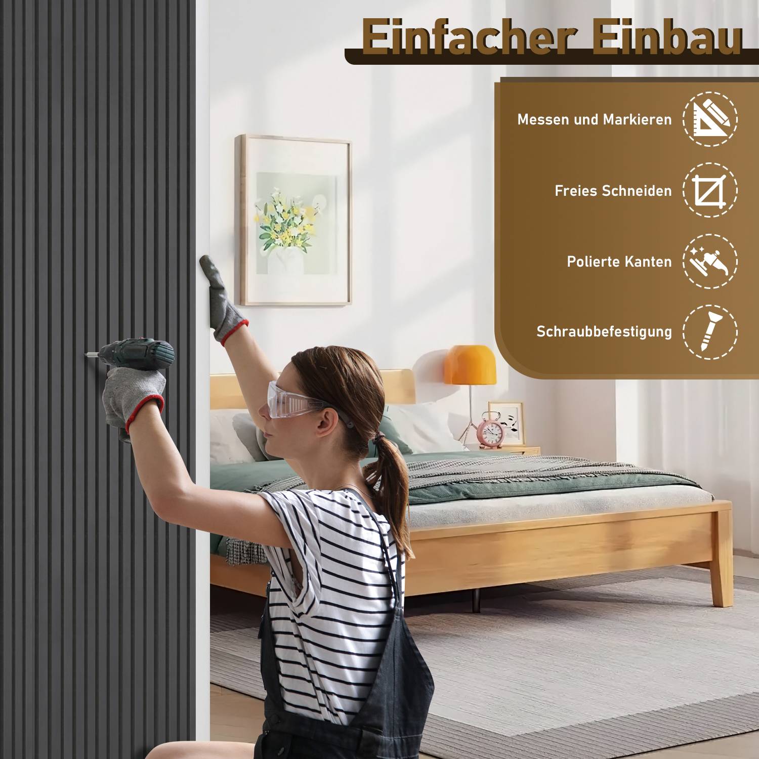 Akustikpaneel Wandverkleidung 120x60x2.1cm MDF Akustikpaneele Wandpaneele 1x Grau