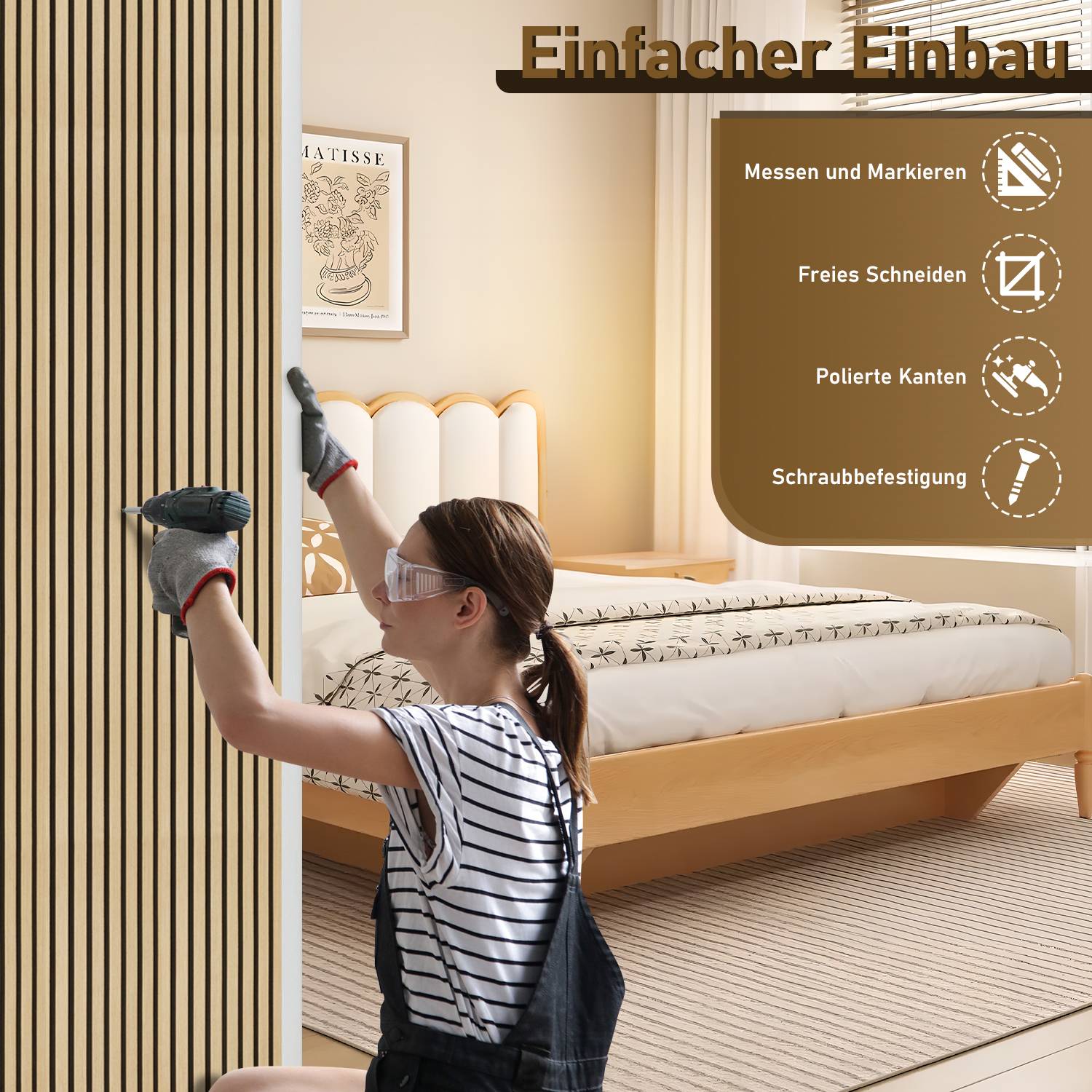 Akustikpaneel Wandverkleidung 120x60x2.1cm MDF Akustikpaneele Wandpaneele 1x Eichenholz