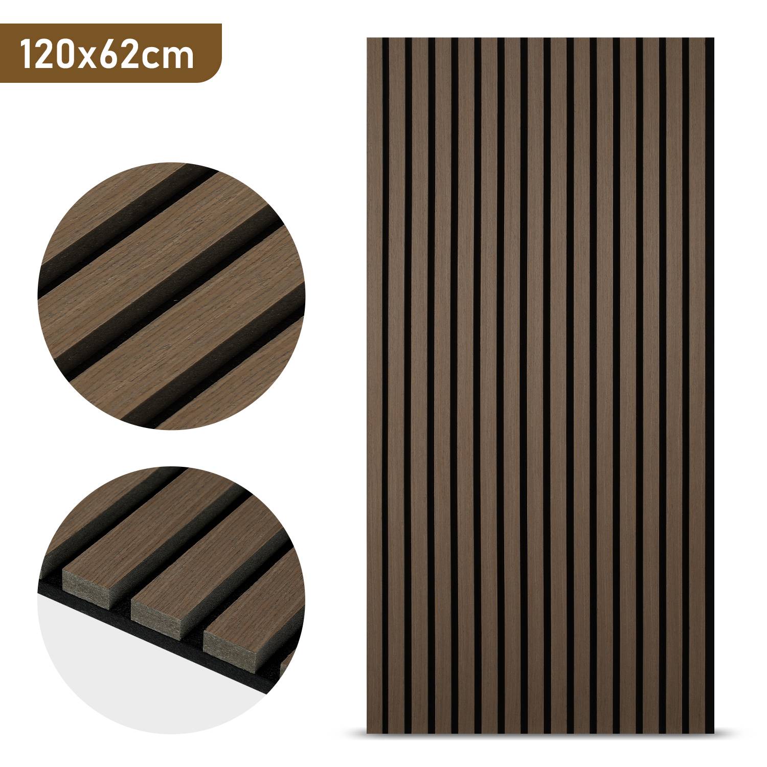 Akustikpaneel Wandverkleidung 120x60x2.1cm MDF Akustikpaneele Wandpaneele 1x Walnuss