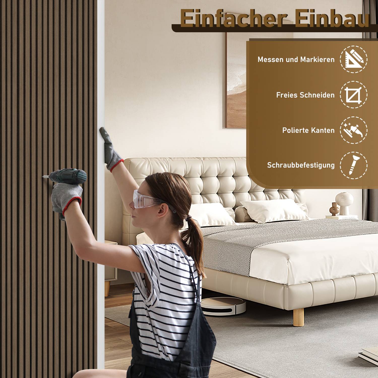 Akustikpaneel Wandverkleidung 120x60x2.1cm MDF Akustikpaneele Wandpaneele 2x Walnuss