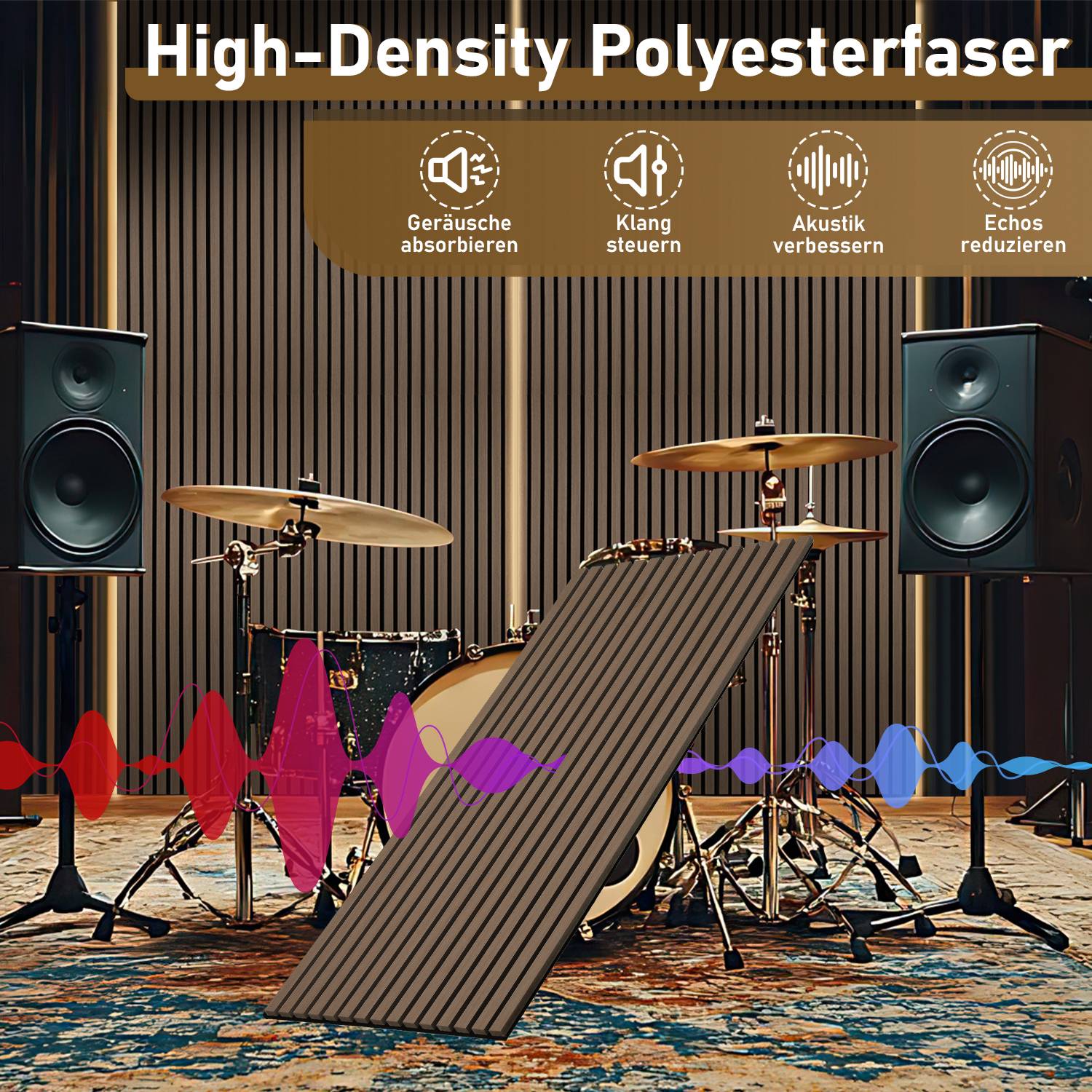 Akustikpaneel Wandverkleidung 120x60x2.1cm MDF Akustikpaneele Wandpaneele 2x Walnuss