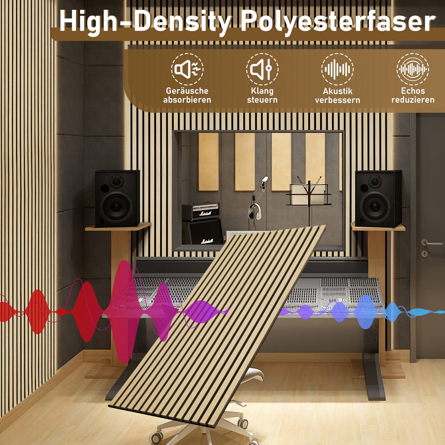 Akustikpaneel Wandverkleidung 120x60x2.1cm MDF Akustikpaneele Wandpaneele 1x Hölzern