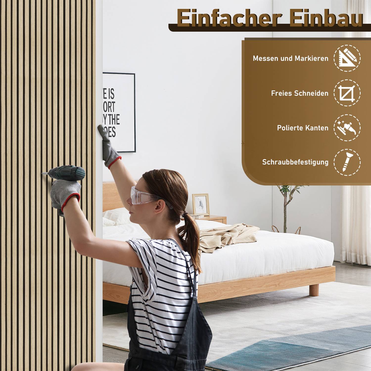 Akustikpaneel Wandpaneel Moderne Wandpaneele Akustik HolzwandHolz 2 Paneele MDF Wandpaneele 120x60x2.1cm Hölzern