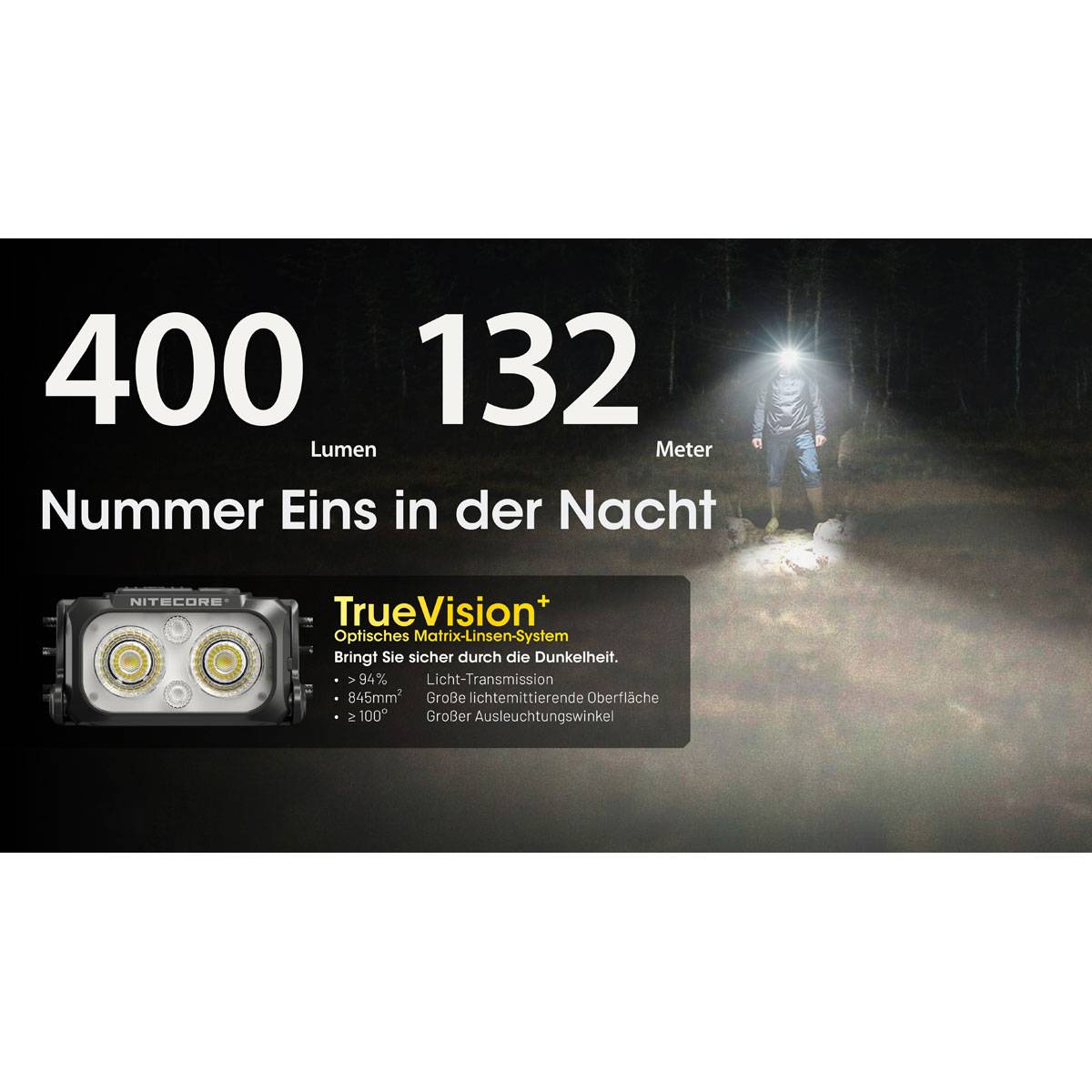 Nitecore Stirnleuchte NU25 MCT UL Ultralight - 400 Lumen