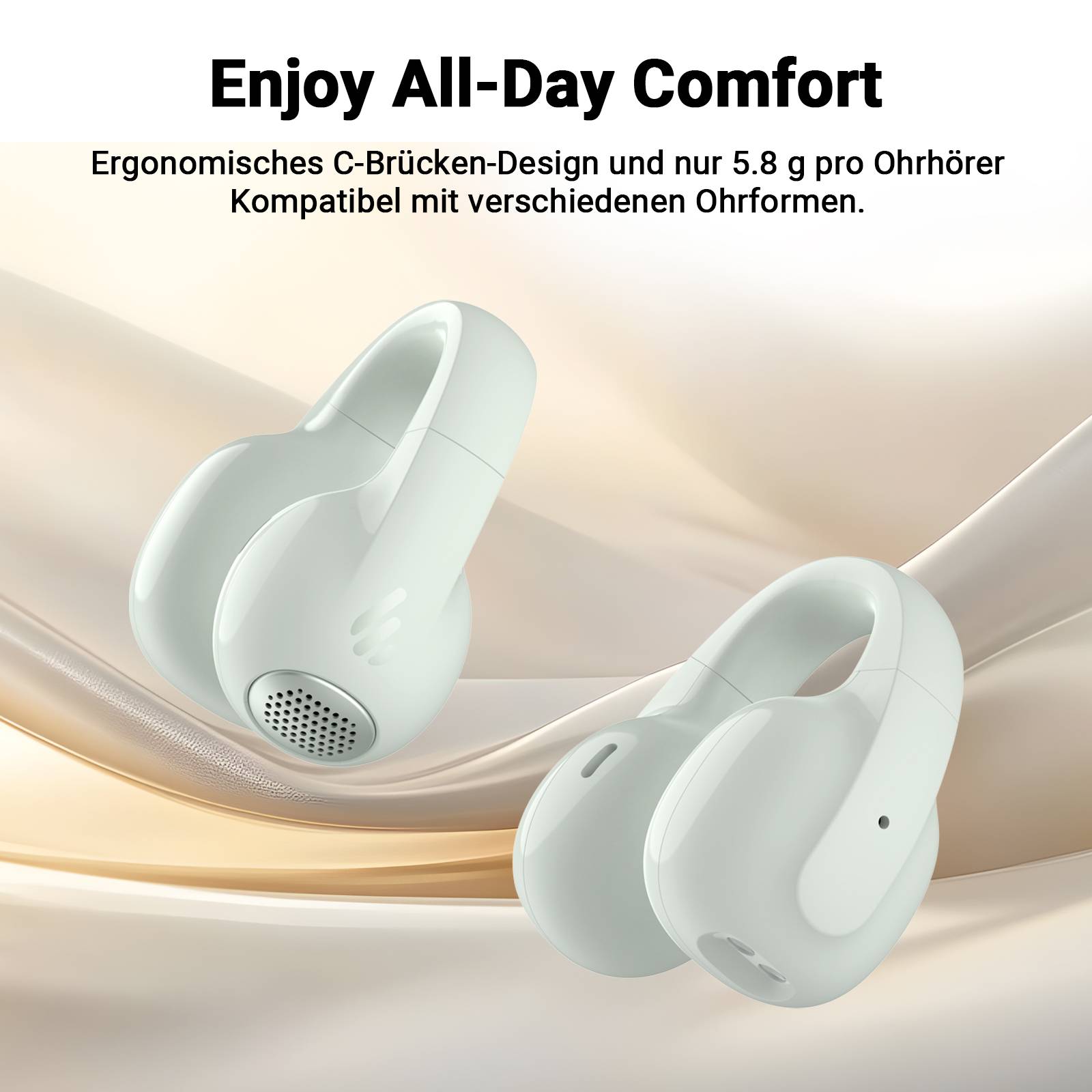 Edifier Open-Ear True Wireless Kopfhörer, Bluetooth 5.4, 28H Akku & IP56, AI-Mikrofone mit Geräuschunterdrückung - Grün