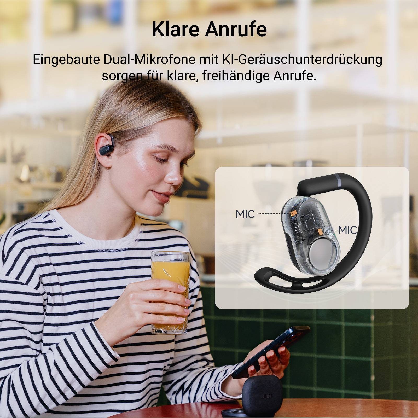 Edifier Echte kabellose Open-Ear-Kopfhörer mit Hi-Res Audio, Bluetooth 5.4, 40H Akku & IP55 für Radfahren - Schwarz