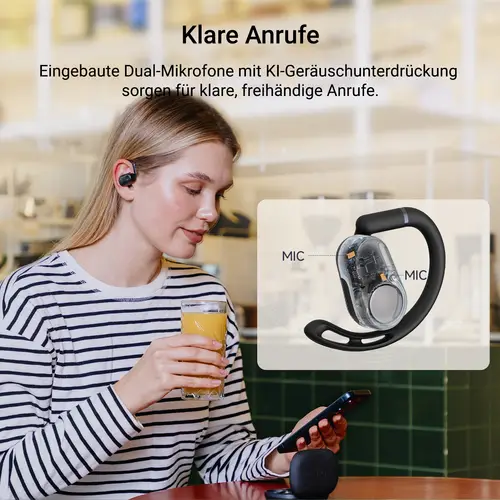 Edifier Echte kabellose Open-Ear-Kopfhörer mit Hi-Res Audio, Bluetooth 5.4, 40H Akku & IP55 für Radfahren - Schwarz Edifier Echte kabellose Open-Ear-Kopfhörer mit Hi-Res Audio, Bluetooth 5.4, 40H Akku & IP55 für Radfahren - Schwarz