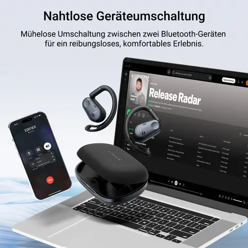 Edifier Echte kabellose Open-Ear-Kopfhörer mit Hi-Res Audio, Bluetooth 5.4, 40H Akku & IP55 für Radfahren - Schwarz Edifier Echte kabellose Open-Ear-Kopfhörer mit Hi-Res Audio, Bluetooth 5.4, 40H Akku & IP55 für Radfahren - Schwarz