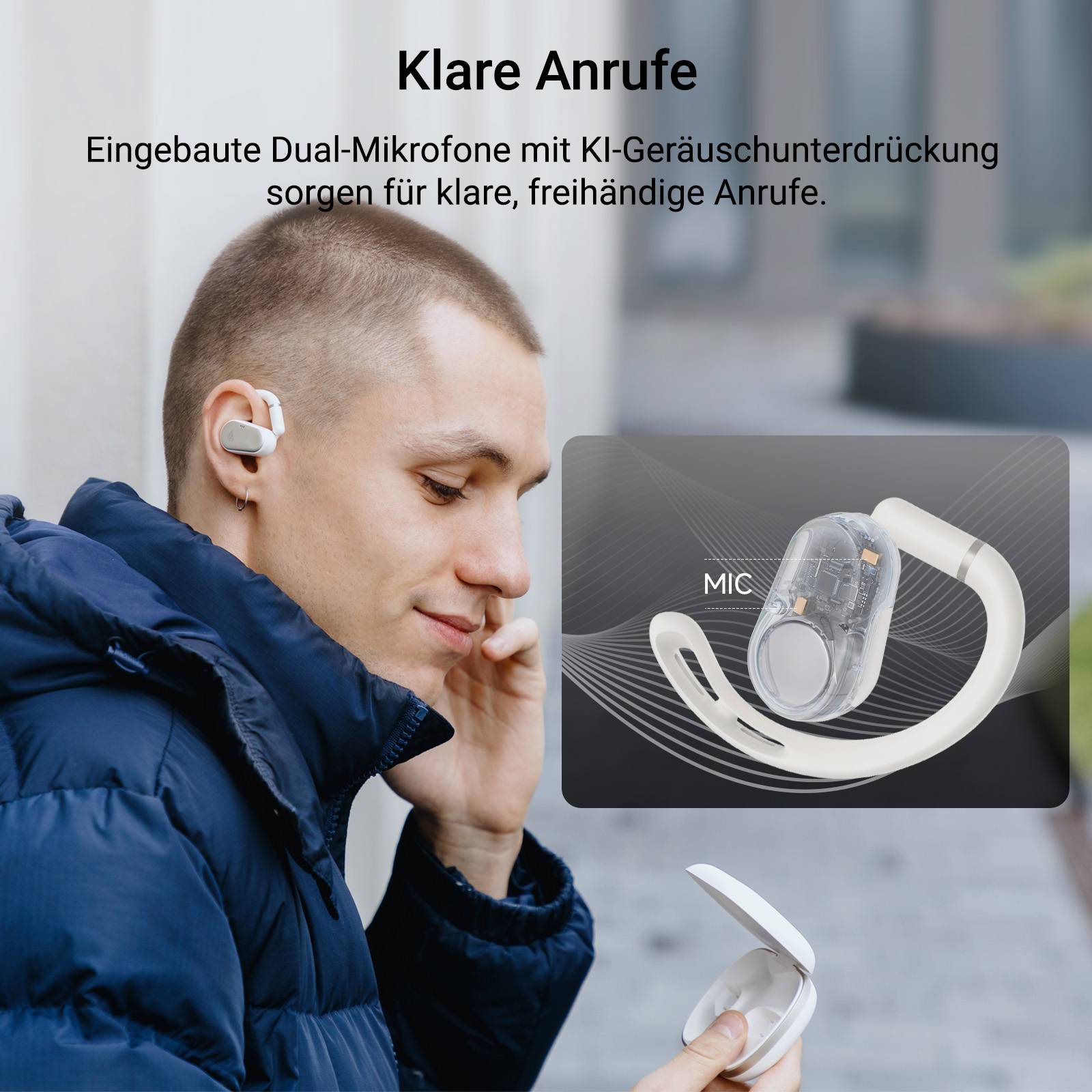 Edifier Echte kabellose Open-Ear-Kopfhörer mit Hi-Res Audio, Bluetooth 5.4, 40H Akku & IP55 für Radfahren - Weiß