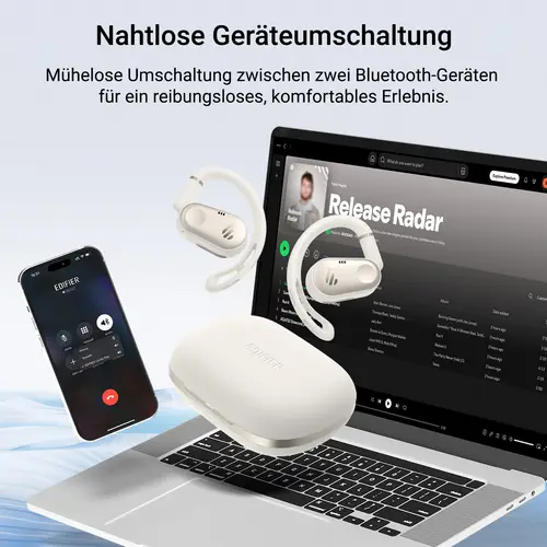Edifier Echte kabellose Open-Ear-Kopfhörer mit Hi-Res Audio, Bluetooth 5.4, 40H Akku & IP55 für Radfahren - Weiß Edifier Echte kabellose Open-Ear-Kopfhörer mit Hi-Res Audio, Bluetooth 5.4, 40H Akku & IP55 für Radfahren - Weiß