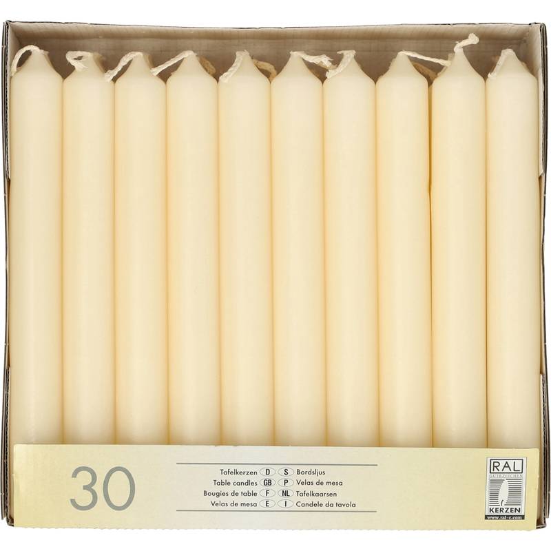 STARPAK Tafelkerzen, 21 mm, creme, 30er Pack