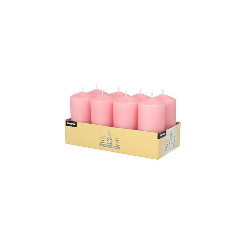 STARPAK Stumpenkerze, Durchmesser: 50 mm, altrosa, 8er