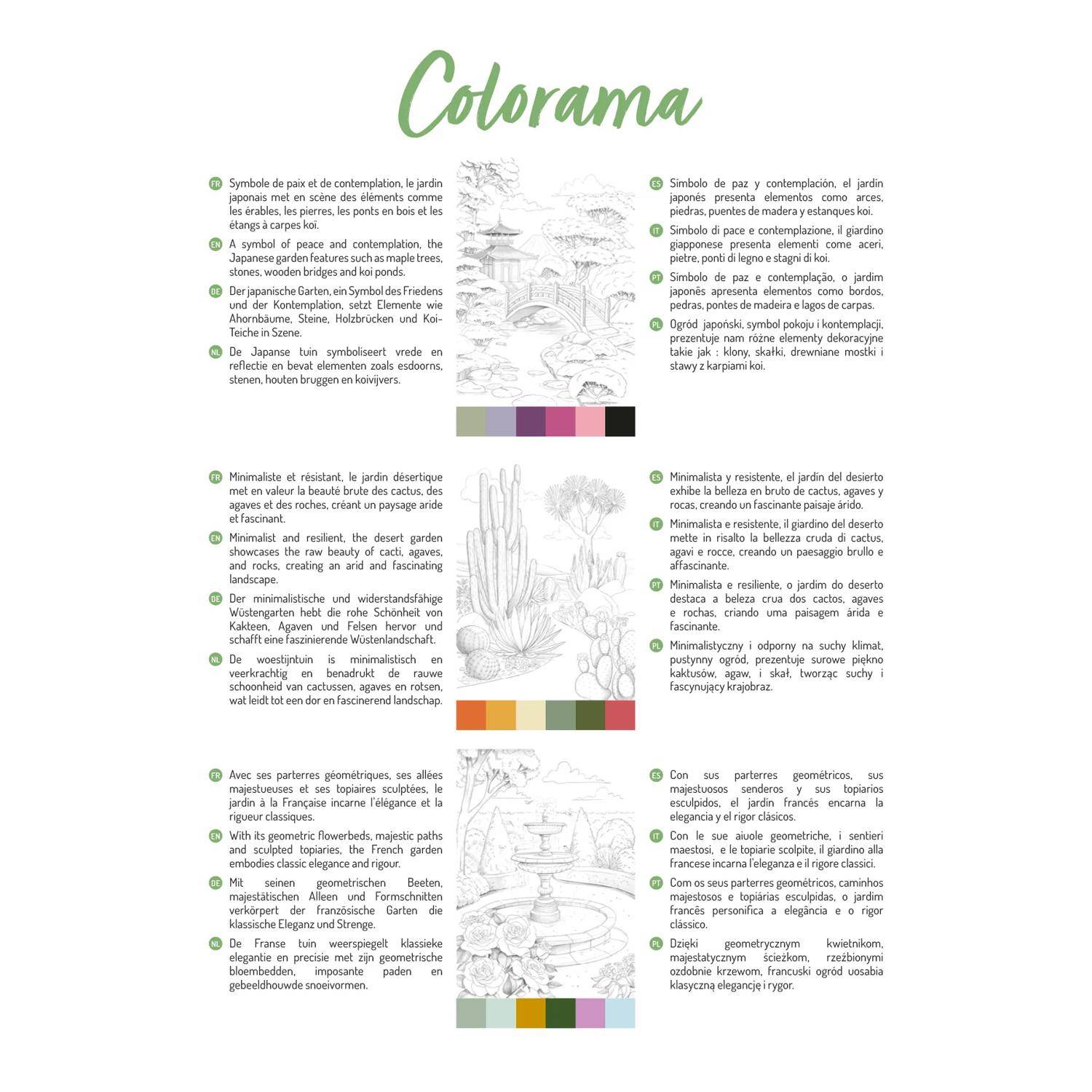 Clairefontaine 5x ODELIA, Ausmalblock 20 Bl A4 250g, Spiralbindung Gärten 95743C