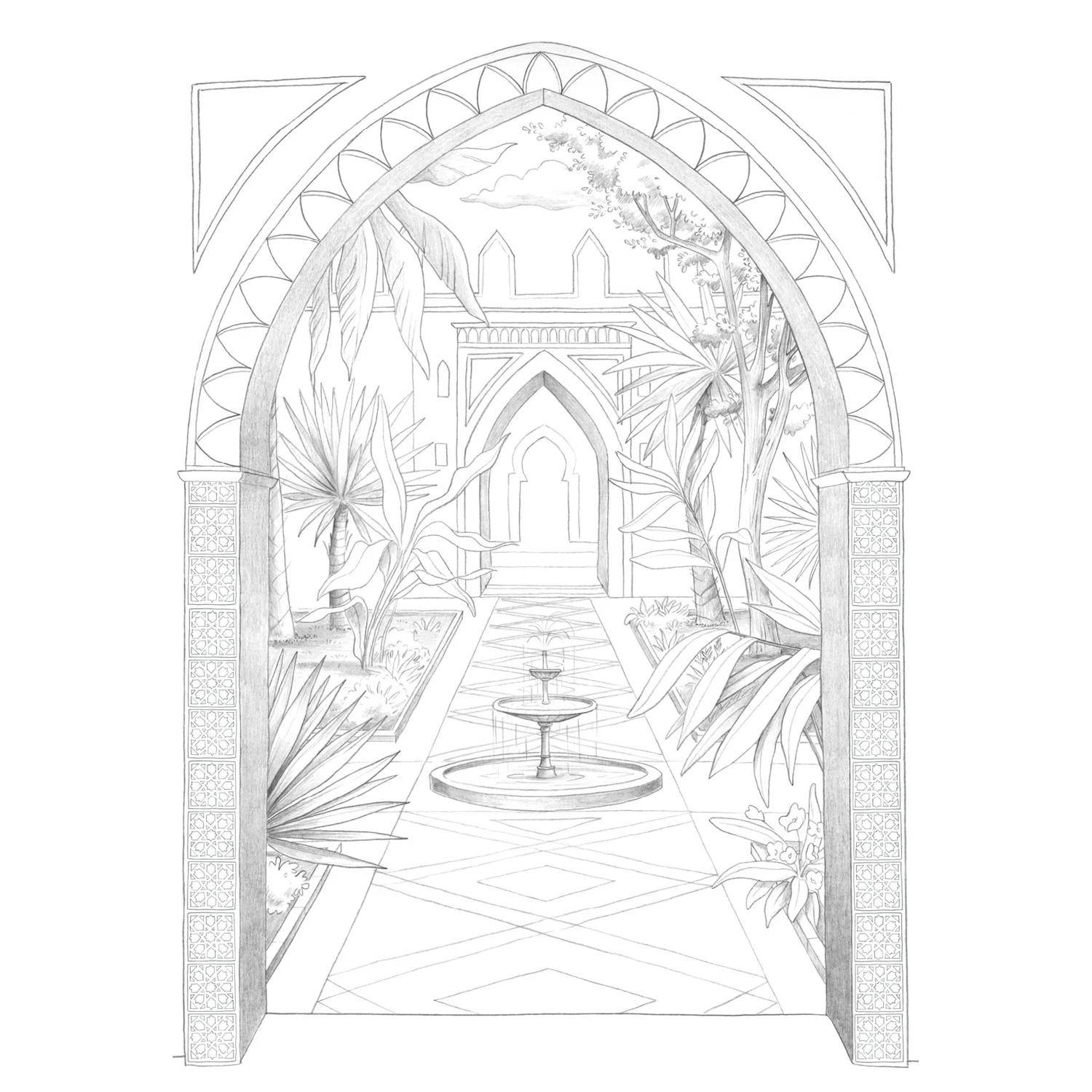 Clairefontaine 5x ODELIA, Ausmalblock 20 Bl A4 250g, Spiralbindung Gärten 95743C