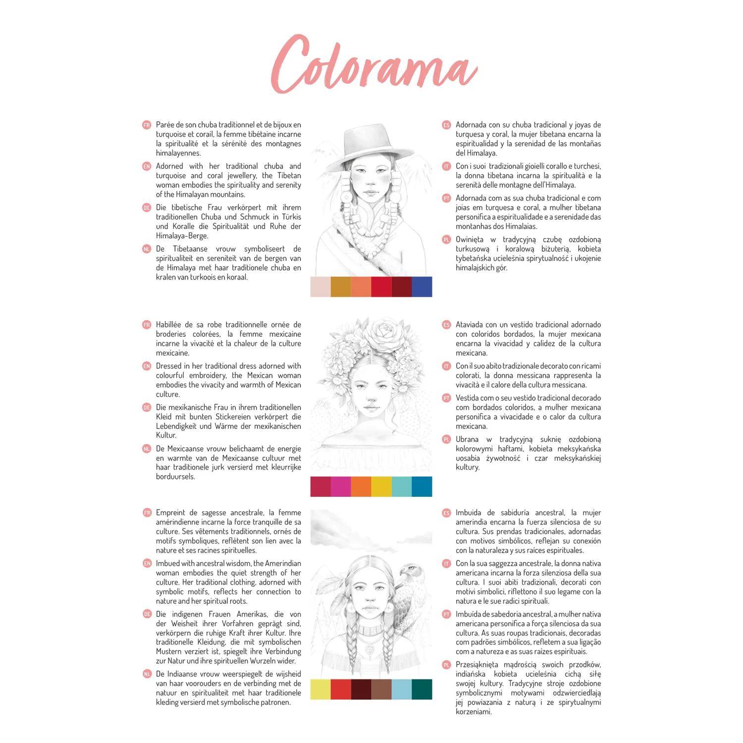 Clairefontaine 5x ODELIA, Ausmalblock 20 Bl A4 250g, Spiralbindung Frauen 95741C