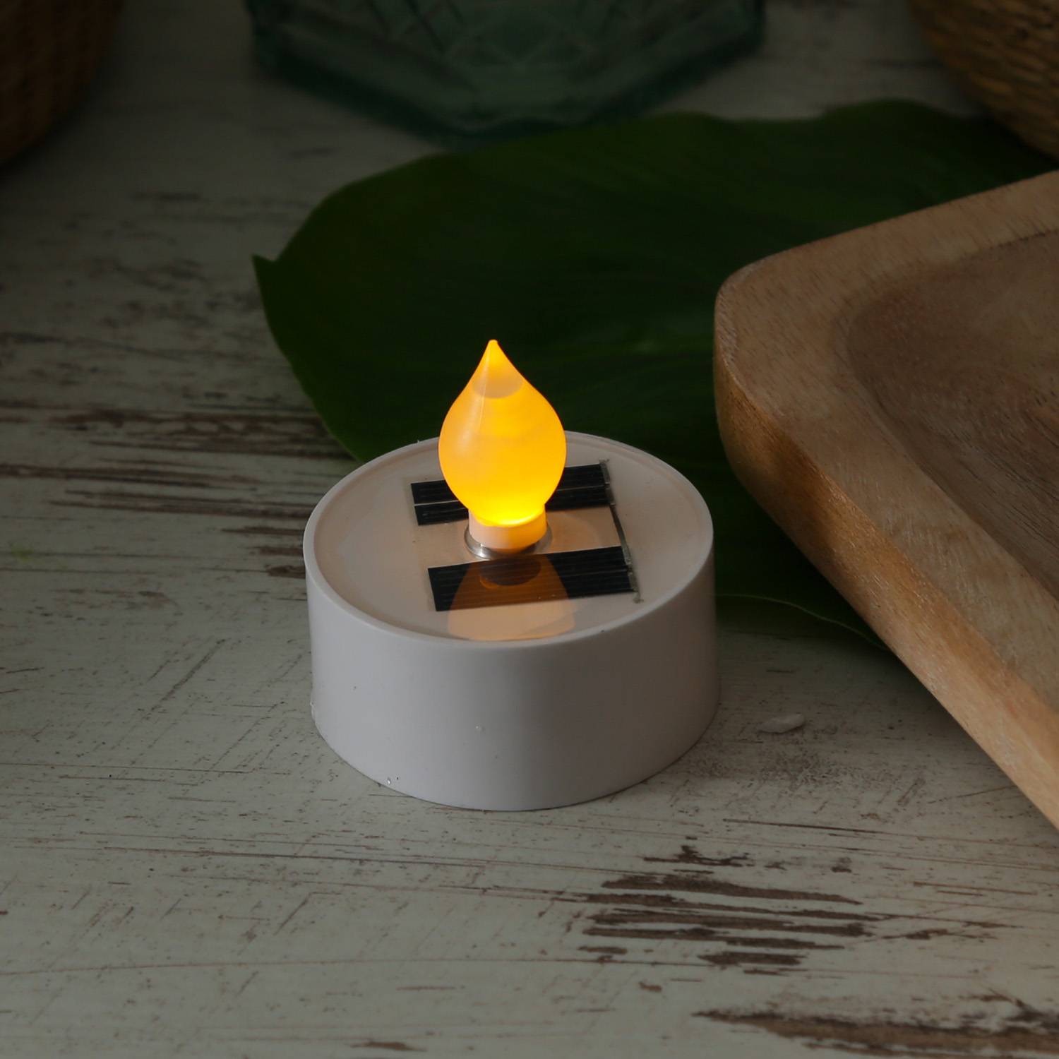 LED Solar Teelicht für Außen Garten Outdoor Solar Kerze Dämmerungssensor