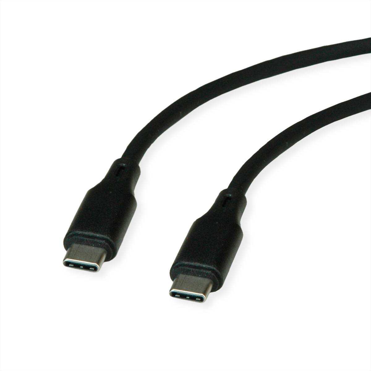 ROLINE USB 2.0 Kabel, Typ C-C, ST/ST, Silikon, 60W, schwarz, 1 m Kabel USB & Lightning