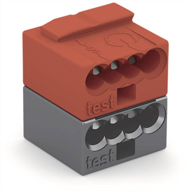 WAGO 243-211 4-Leiter-Buchsenklemme,PUSH WIRE ,Ø 0,8 mm,dunkelgrau/rot (Inhalt 50 Stück)