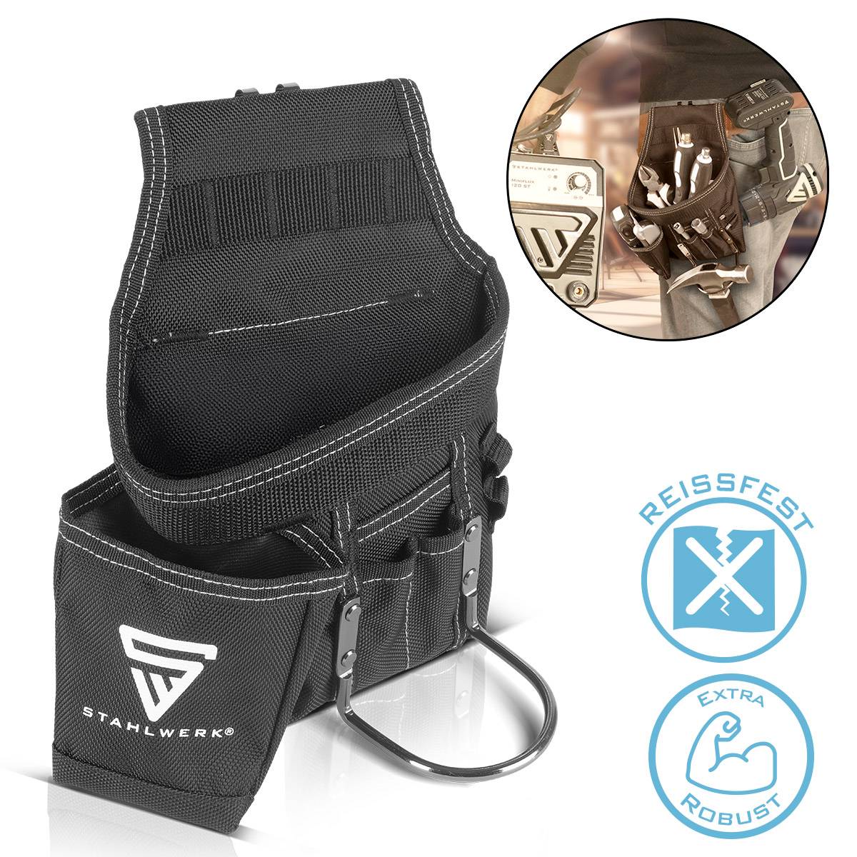 STAHLWERK Werkzeuggürtel Werkzeug Gürteltasche Handwerkergürtel