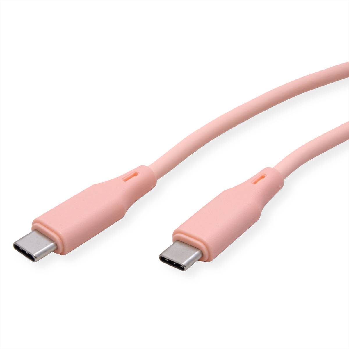 ROLINE USB 2.0 Kabel, Typ C-C, ST/ST, Silikon, 60W, pink, 1 m