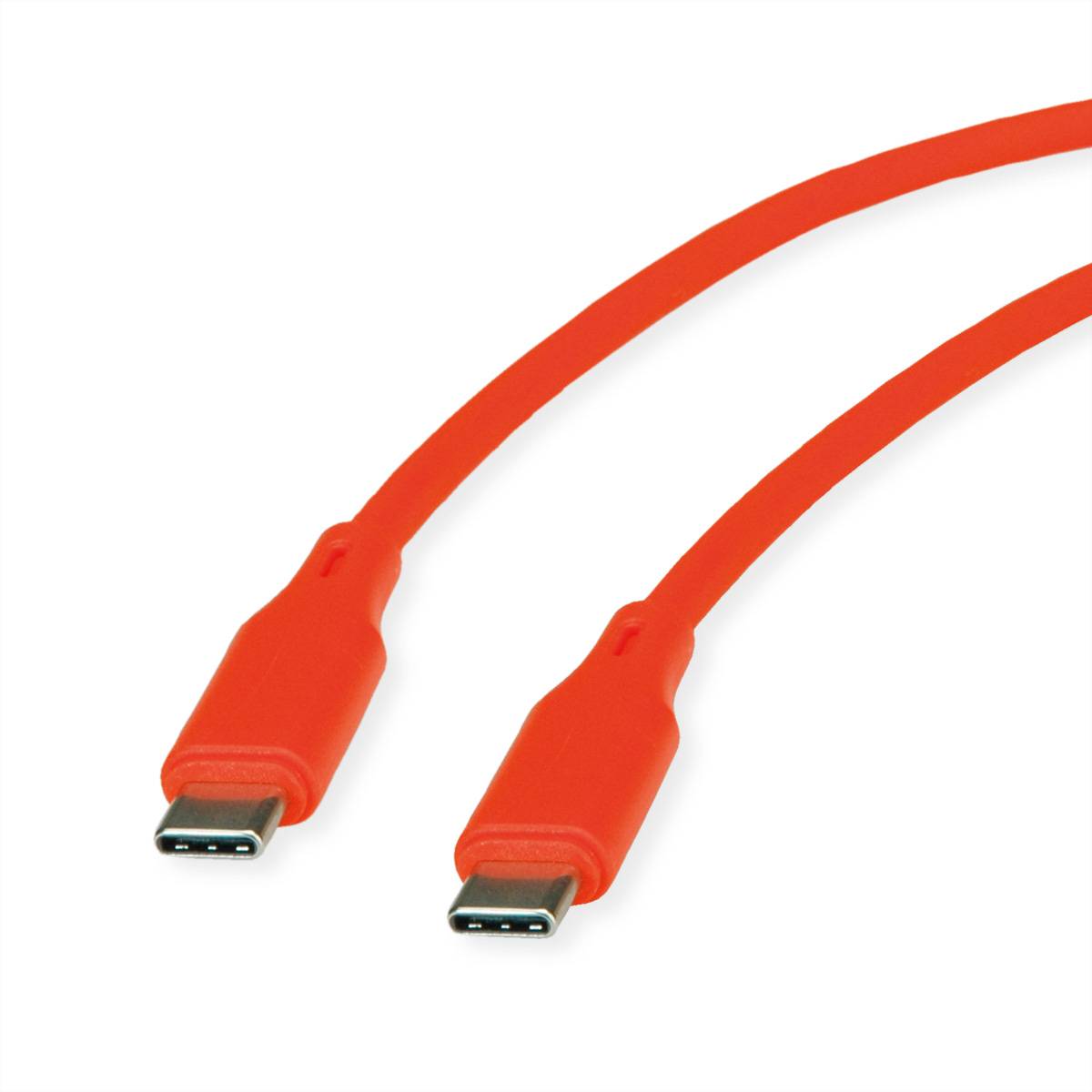 ROLINE USB 2.0 Kabel, Typ C-C, ST/ST, Silikon, 60W, orange, 1 m