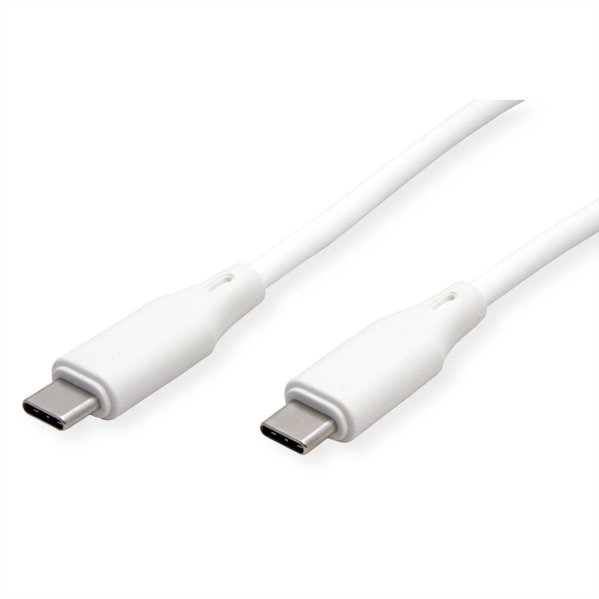 ROLINE USB 2.0 Kabel, Typ C-C, ST/ST, Silikon, 60W, weiß, 1 m