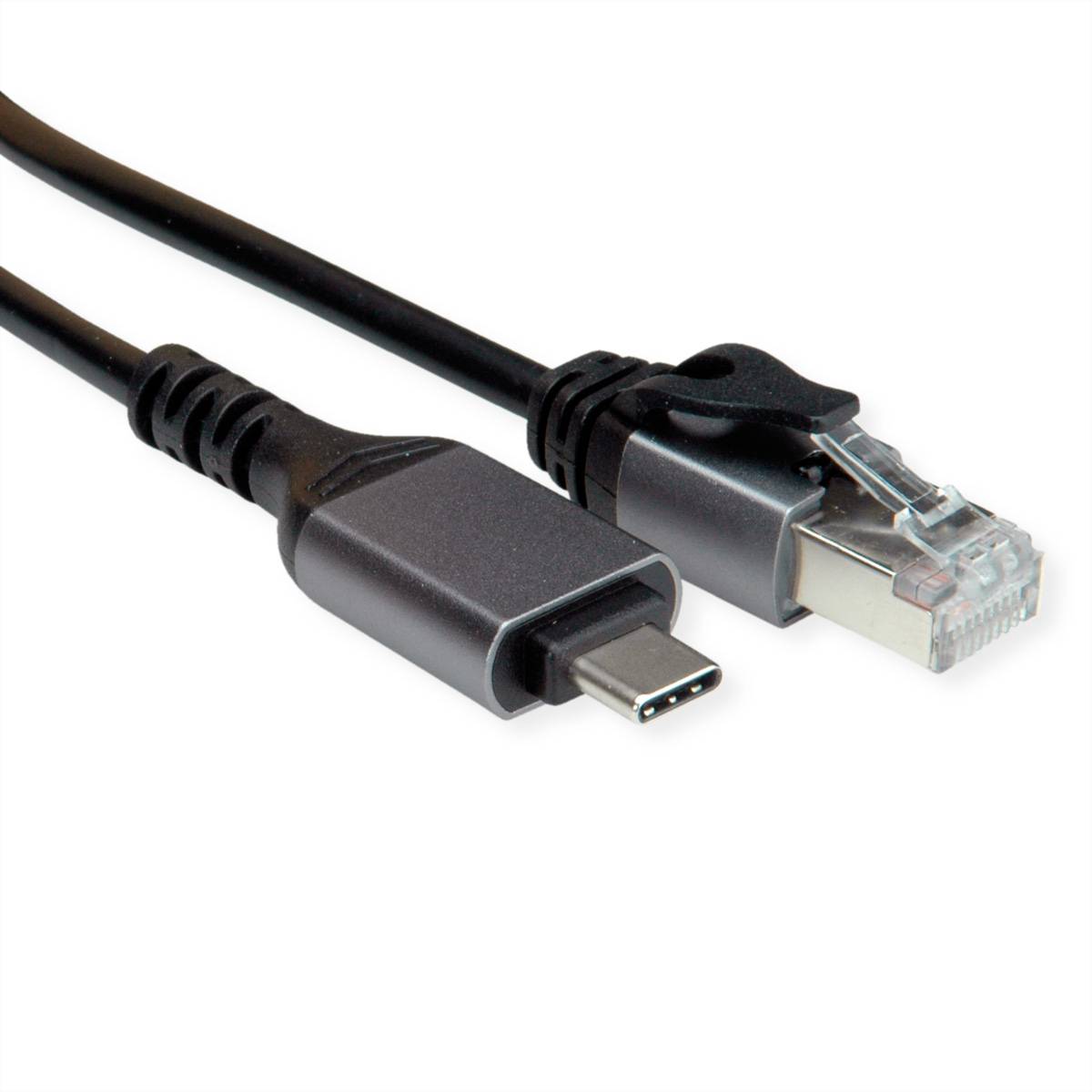 VALUE USB 3.2 Gen 2 Typ C zu Gigabit Ethernet Konverterkabel, schwarz, 1,5 m