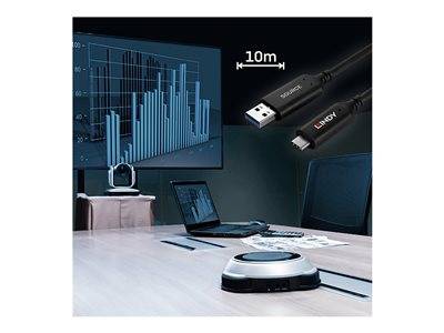 LINDY 10m USB 3.2 Gen 1 Typ A an C Hybridkabel Multimedia-Technik USB-Kabel