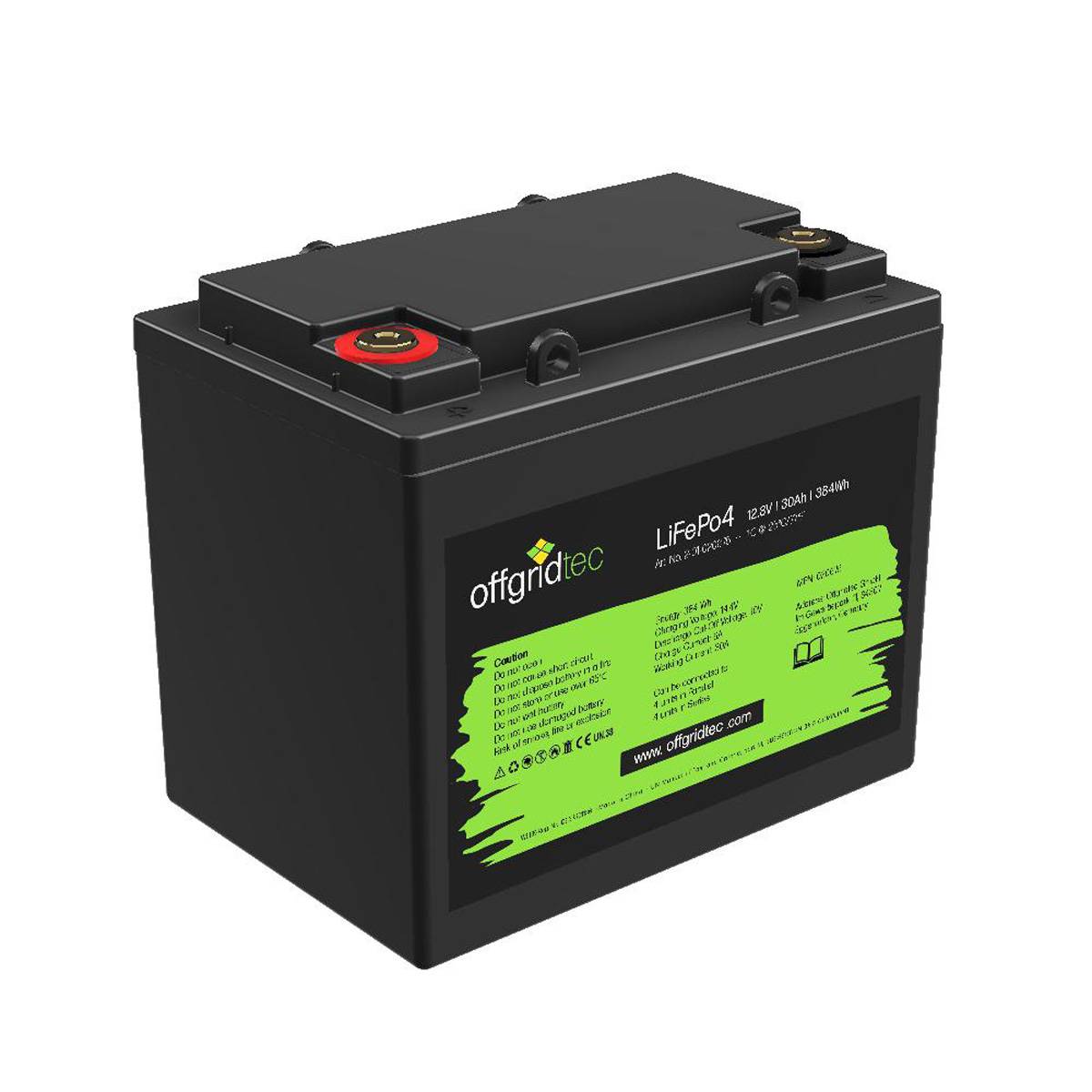 Offgridtec LiFePo4 Akku 12/30 12,8V 30Ah BMS integriert 384Wh