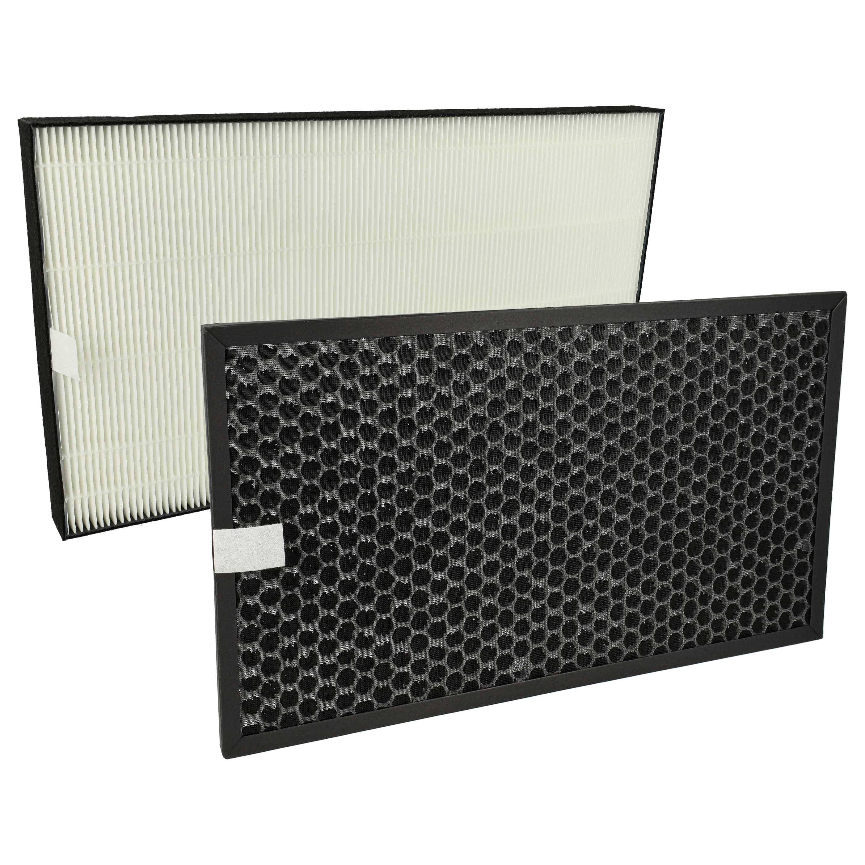 vhbw 2-teiliges Filter-Set kompatibel mit Sharp KC-G50EUW Luftreiniger - HEPA-Filter, Aktivkohlefilter