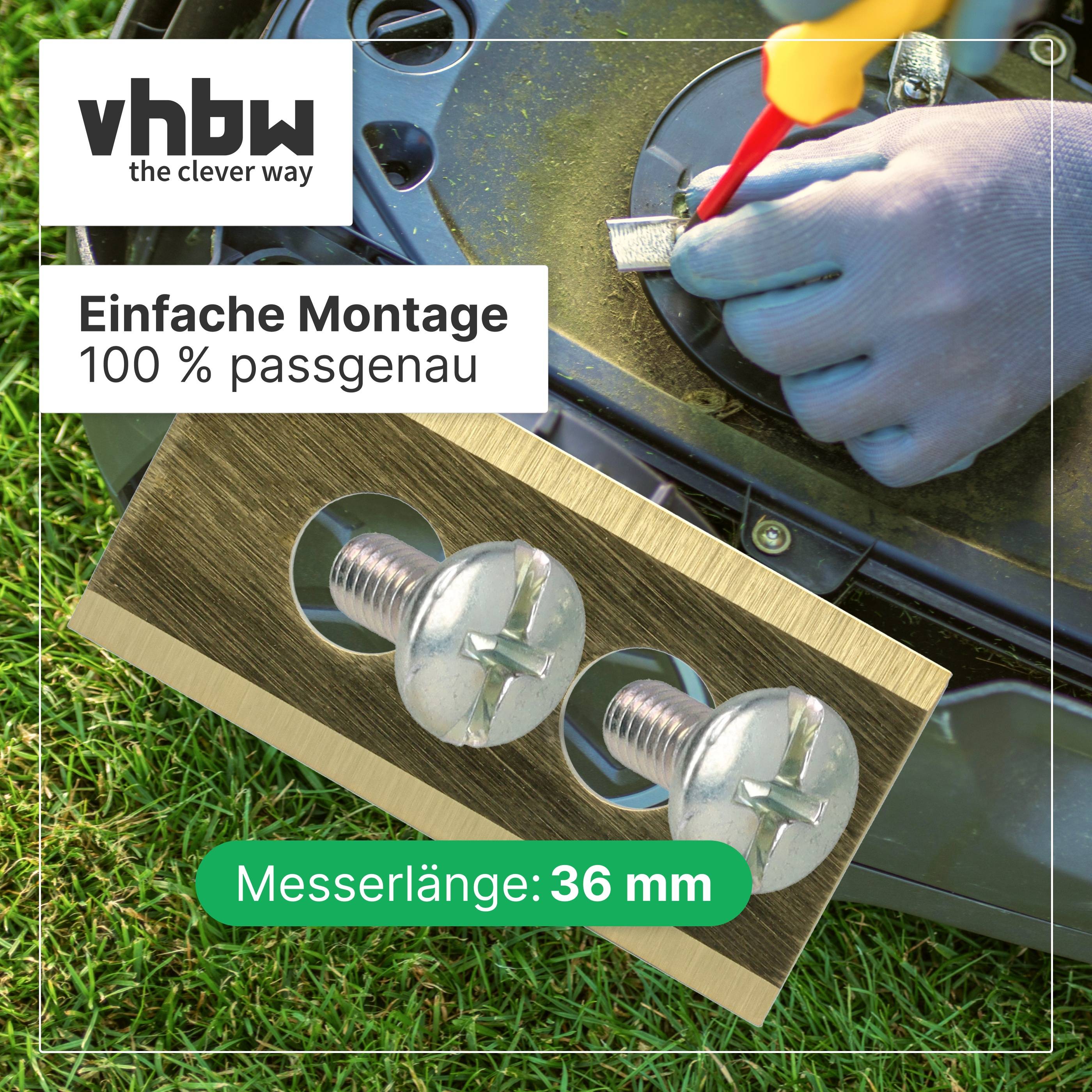 vhbw 18x Ersatz-Messer kompatibel mit Kress Mission KR133E, KR172, KR136E, KR123E Rasenmäher - Ersatzklinge Gold, Stahl (Titanbeschichtung)