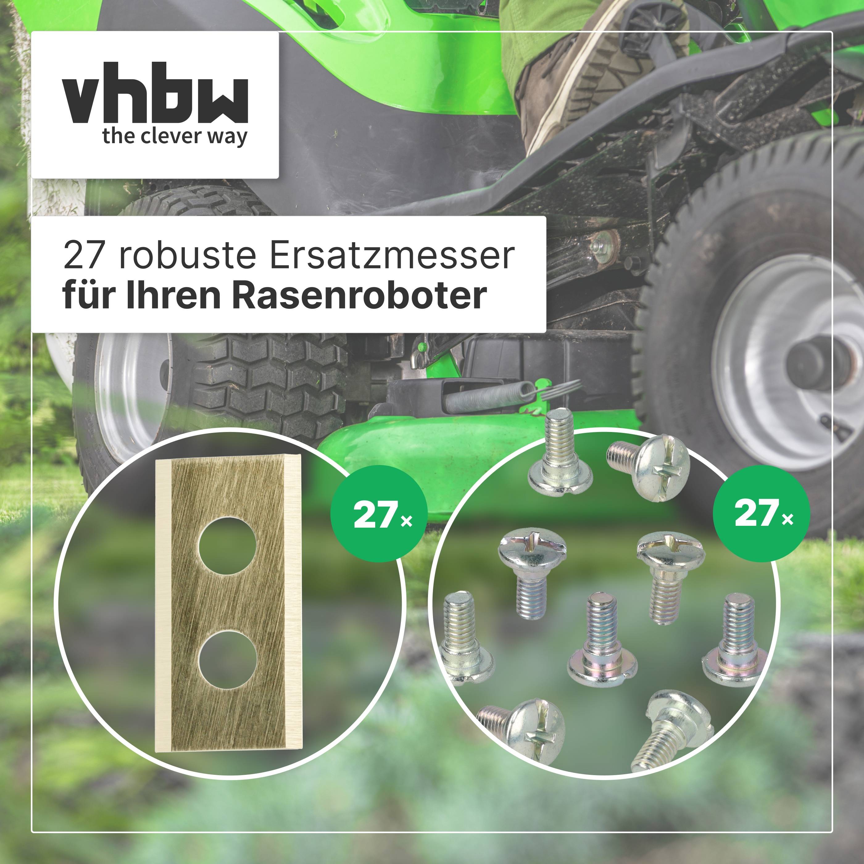 vhbw 27x Ersatz-Messer kompatibel mit Mr. Gardener MR400, MR1000 Rasenmäher - Ersatzklinge Gold, Stahl (Titanbeschichtung)
