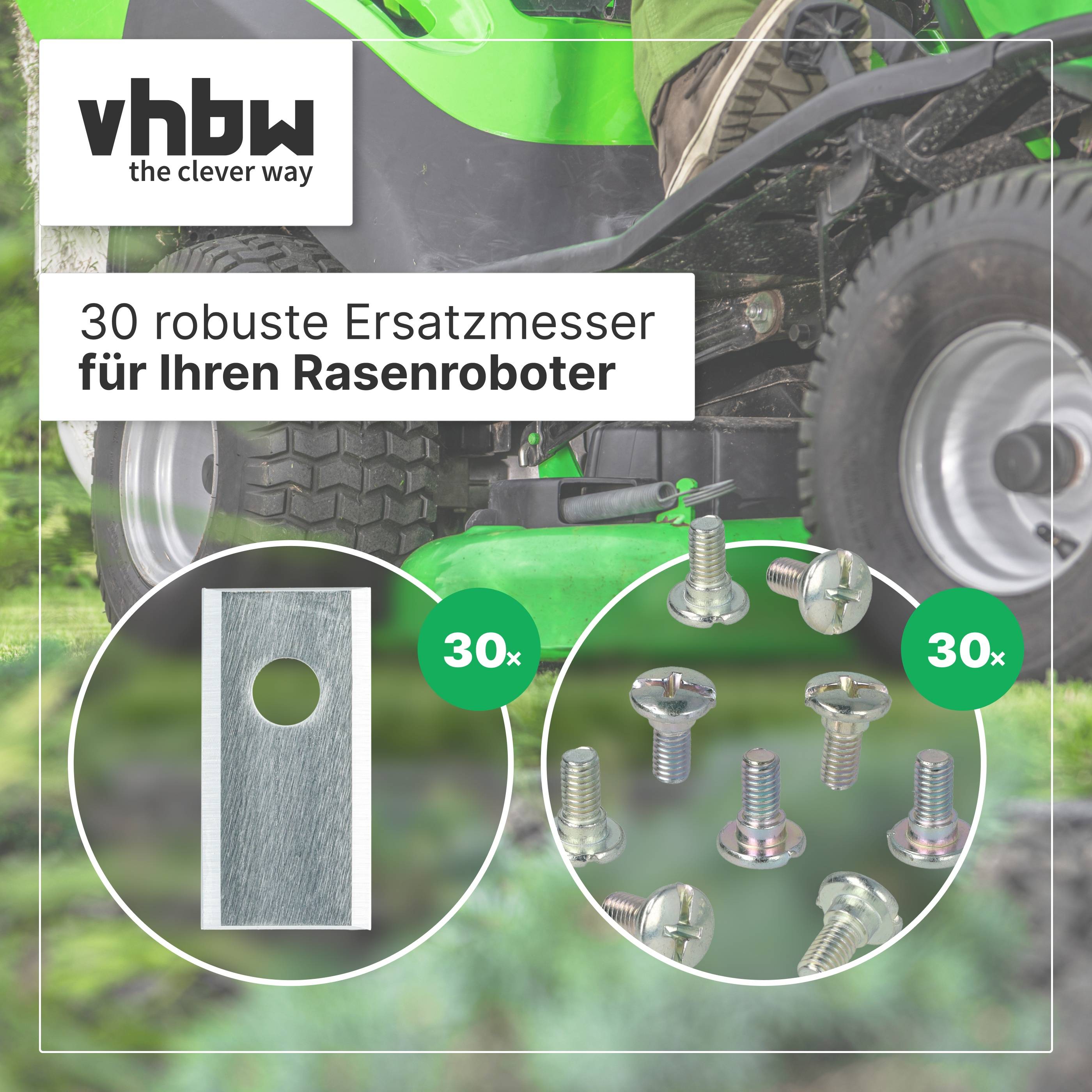 vhbw 30x Ersatz-Messer kompatibel mit Scheppach RLM500W Rasenmäher - Ersatzklinge Silber, Edelstahl