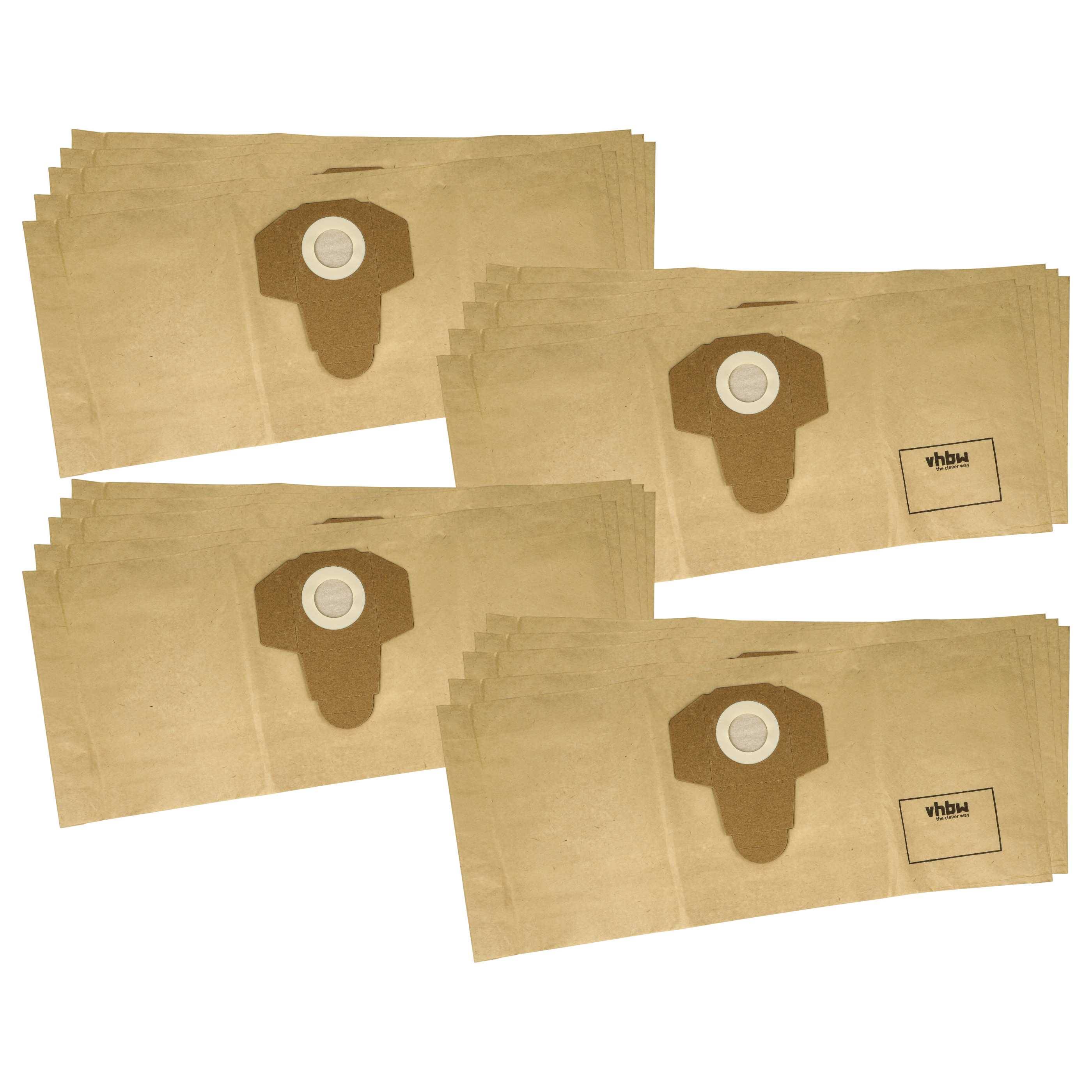 vhbw 20x Staubbeutel kompatibel mit Parkside PNTS 1300, PNTS 1300 B2, PNTS 1300 A1 Staubsauger - Papier, 58,5cm x 25,4cm braun