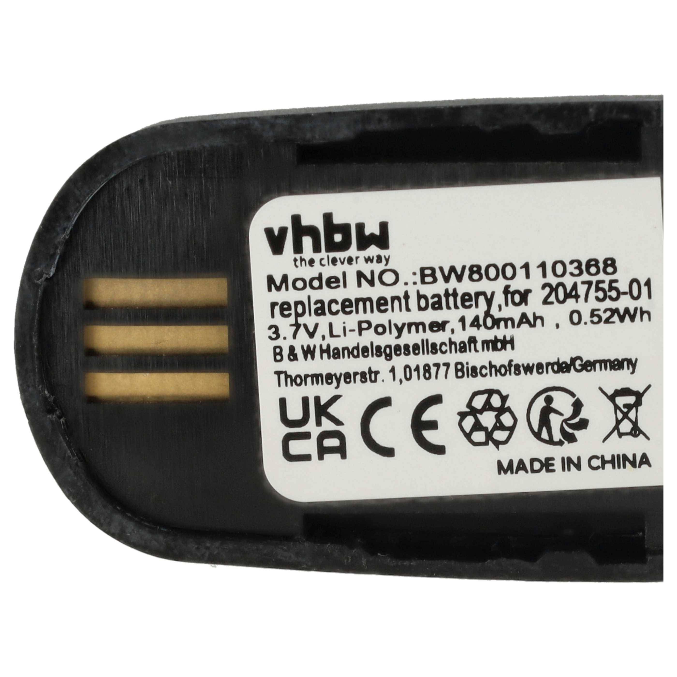 vhbw 10x Akku kompatibel mit Plantronics Savi WH500, WH500A, W745 Wireless Headset Kopfhörer (140 mAh, 3,7 V, Li-Polymer)
