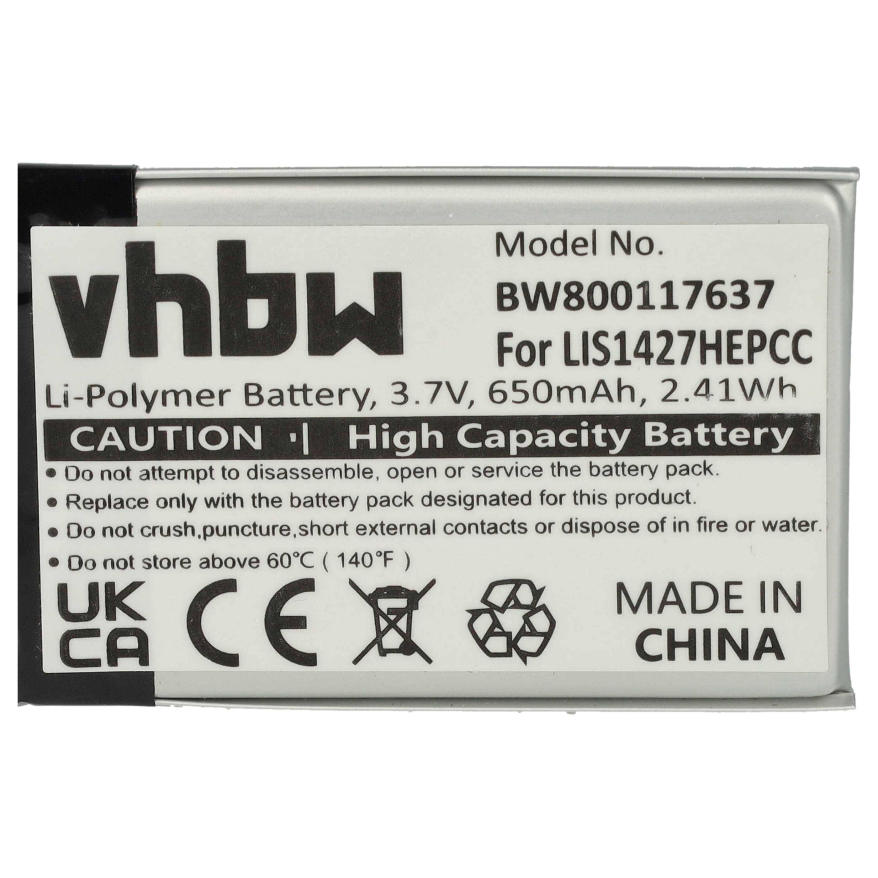 vhbw 5x Akku kompatibel mit Sony NW-A25, NW-A26, NW-A27, MDR-ZX330, MDR-XB950BT Wireless Headset Kopfhörer (650 mAh, 3,7 V, Li-Polymer)