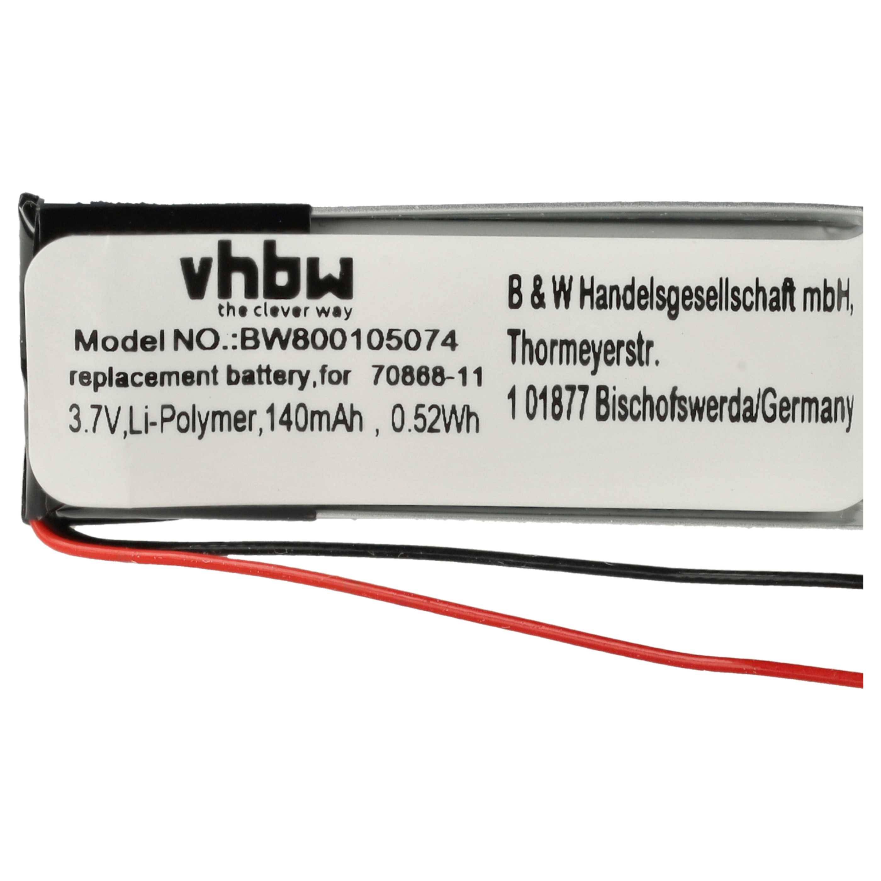 vhbw 5x Akku kompatibel mit Nokia HS-36W, BH-607, BH-900 Wireless Headset Kopfhörer (140 mAh, 3,7 V, Li-Polymer)