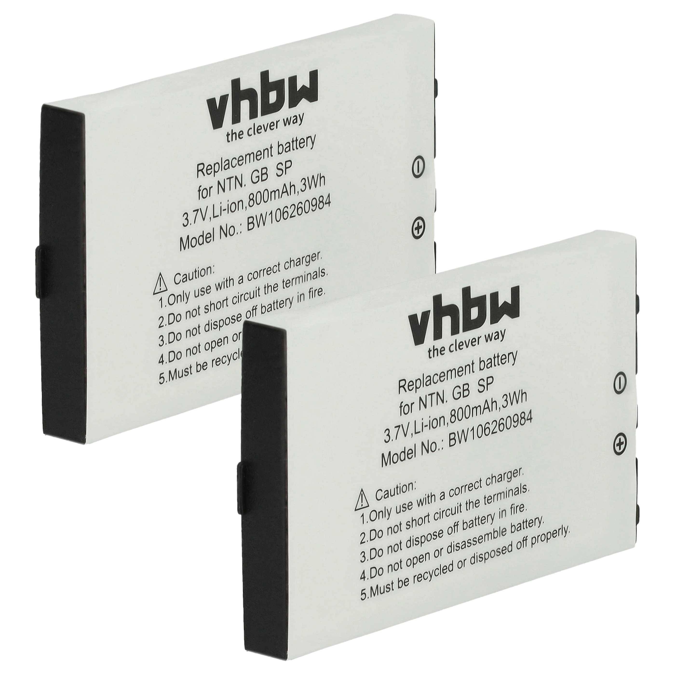 vhbw 2x Akku kompatibel mit Nintendo Game Boy Advance SP AGS-101, Advance SP AGS-003, Advance SP AGS-001 Spielekonsole (800 mAh, 3,7 V, Li-Ion)