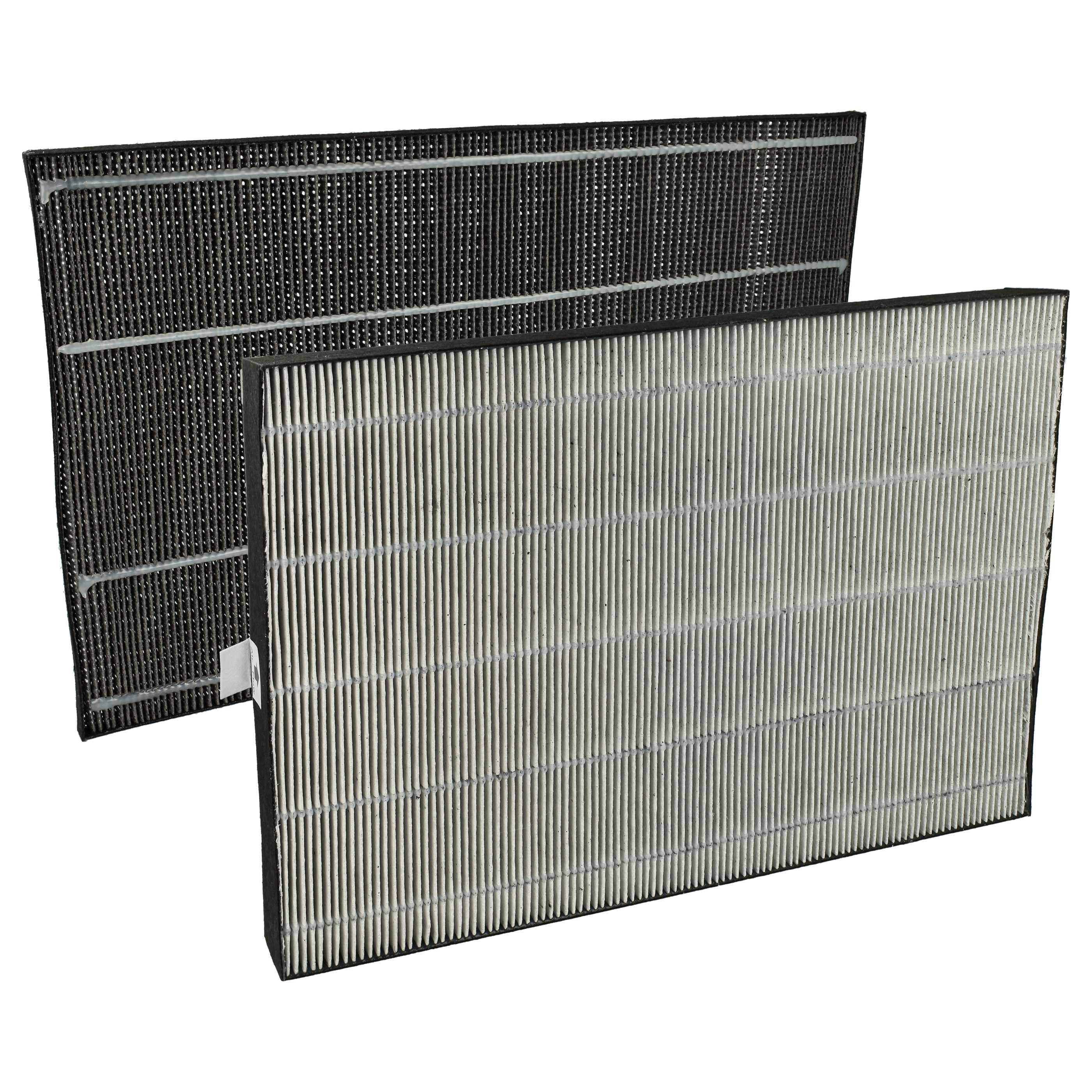 vhbw 2-teiliges Filter-Set kompatibel mit Sharp KC- A50EUW Luftreiniger / Luftwäscher - Aktivkohlefilter, HEPA-Filter