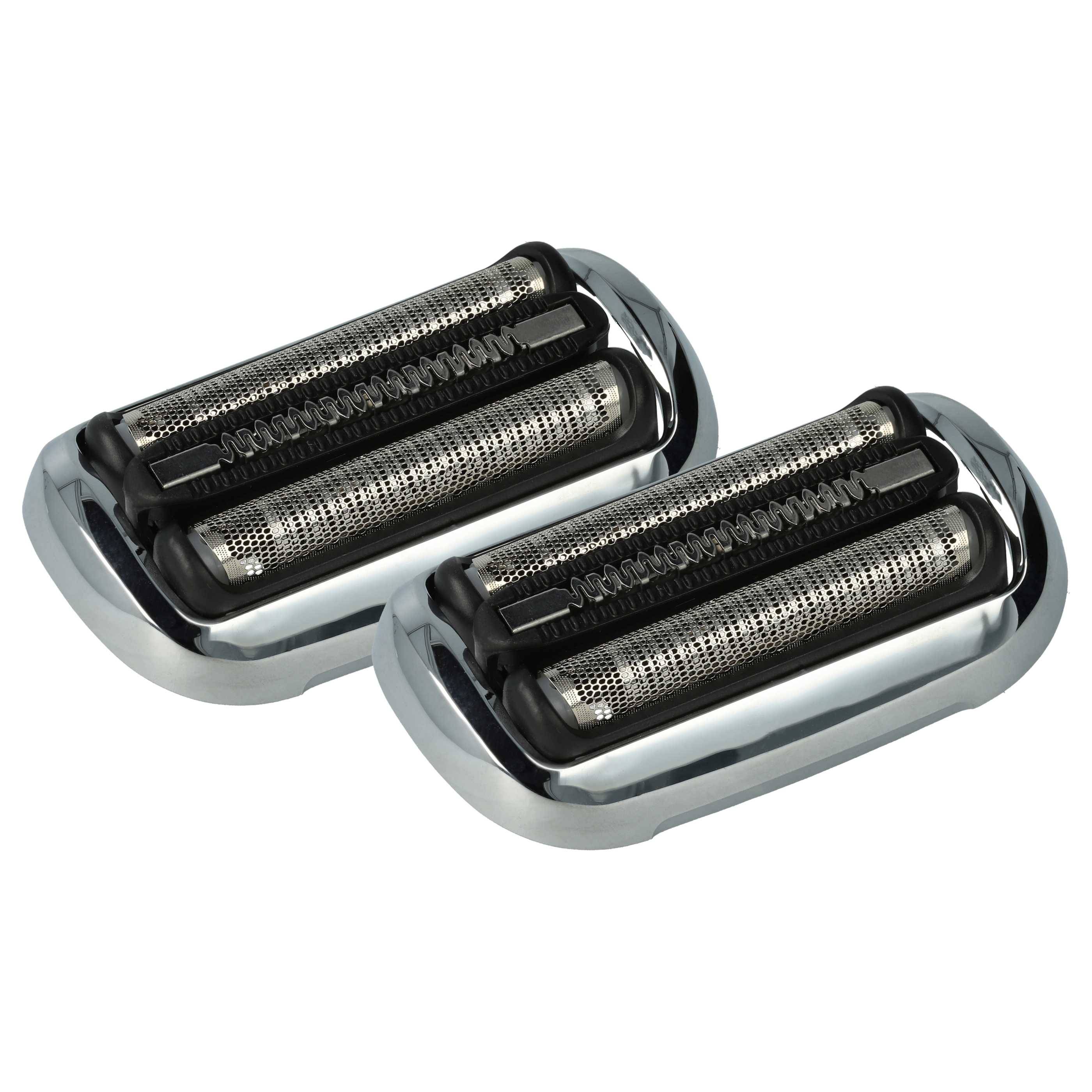 vhbw 2x Ersatz-Scherköpfe kompatibel mit Braun 71-S7320cc, 71-S7200cc, 71-S7530cc, 71-S7501cc Elektrorasierer, Schwarz Silber Weiß